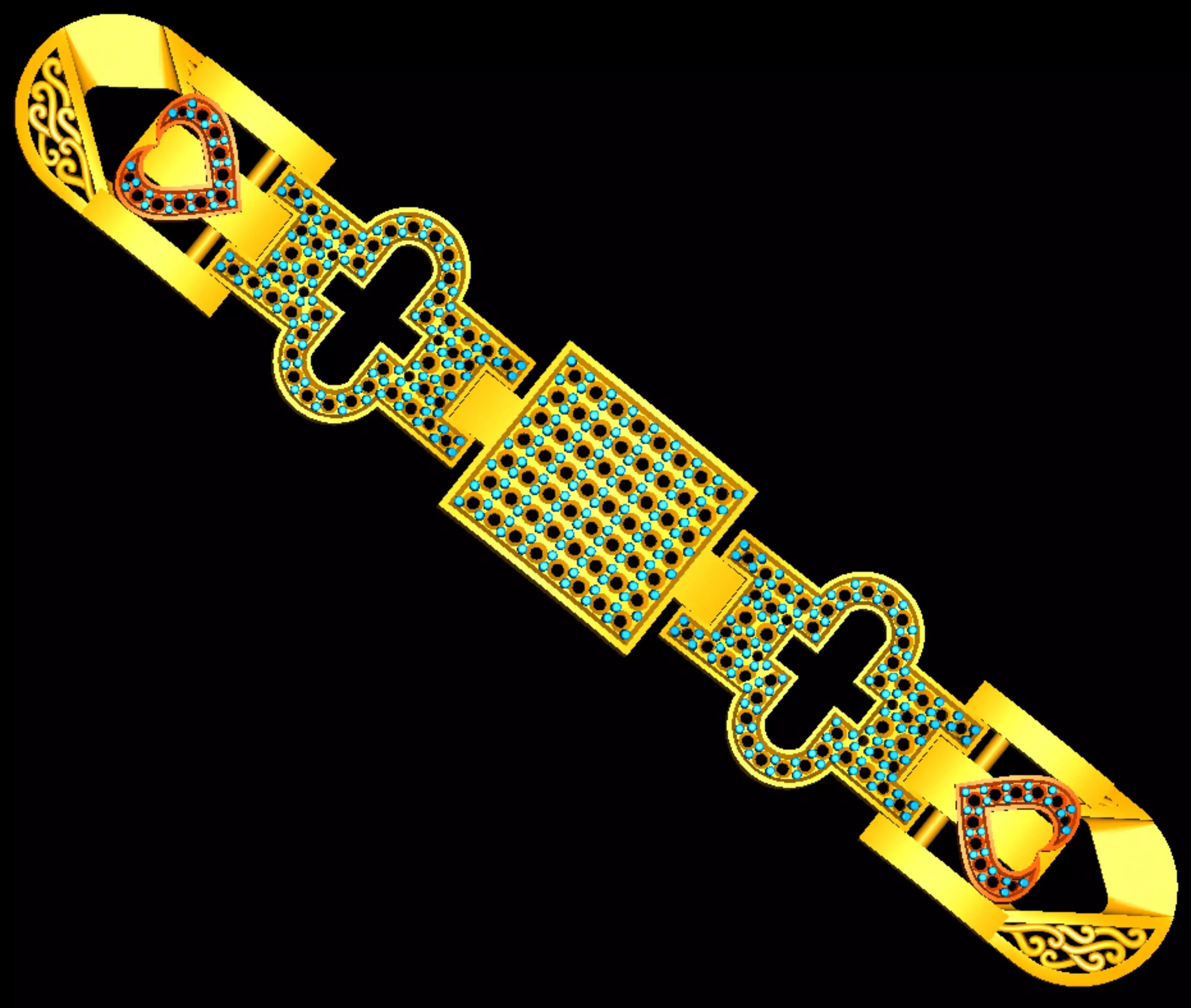 3D Printable Jewelry design of Bracelet with diamonds  3D print model_2