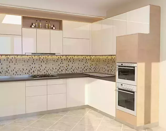  Neutral Modern Kitchen 3D model