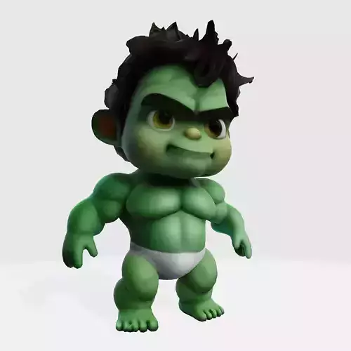 Stylized Baby Hulk  for Animation and 3D Printing