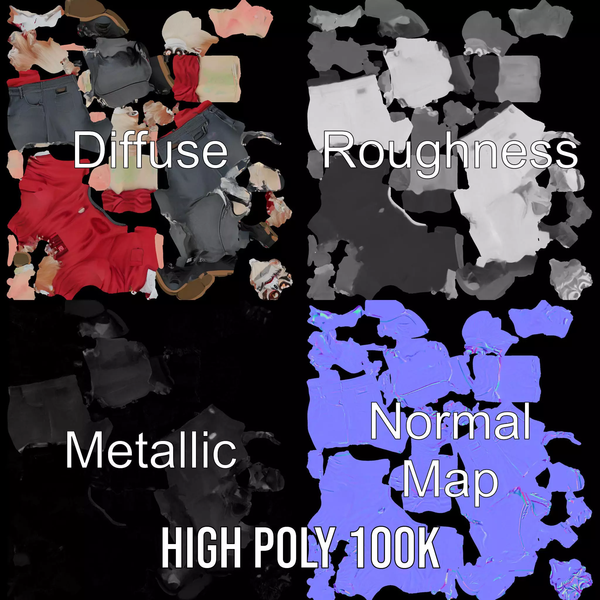 Colorful Zombie Character model pack Low-poly 3D model_4