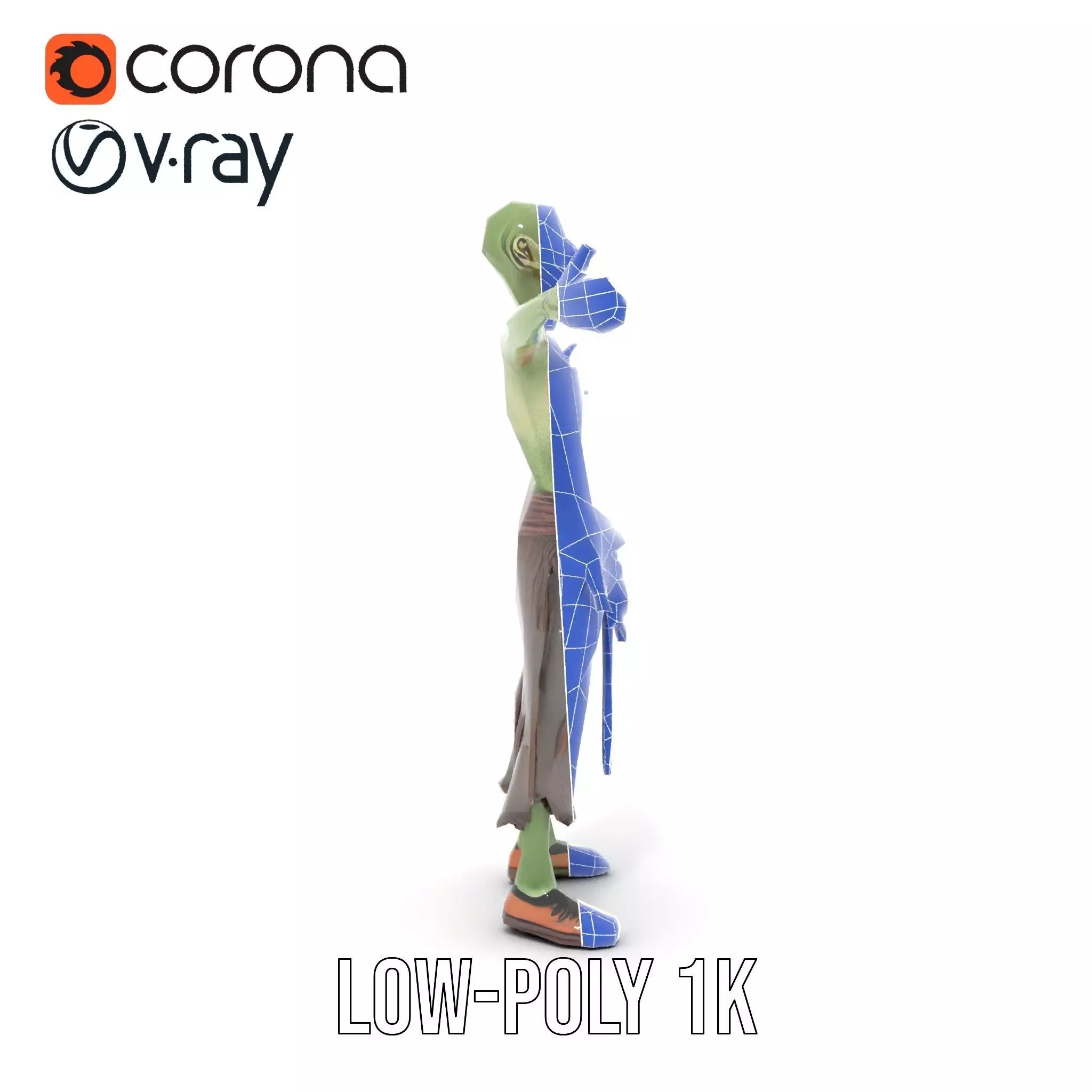 Ghostly Green Zombie model pack Low-poly 3D model_22