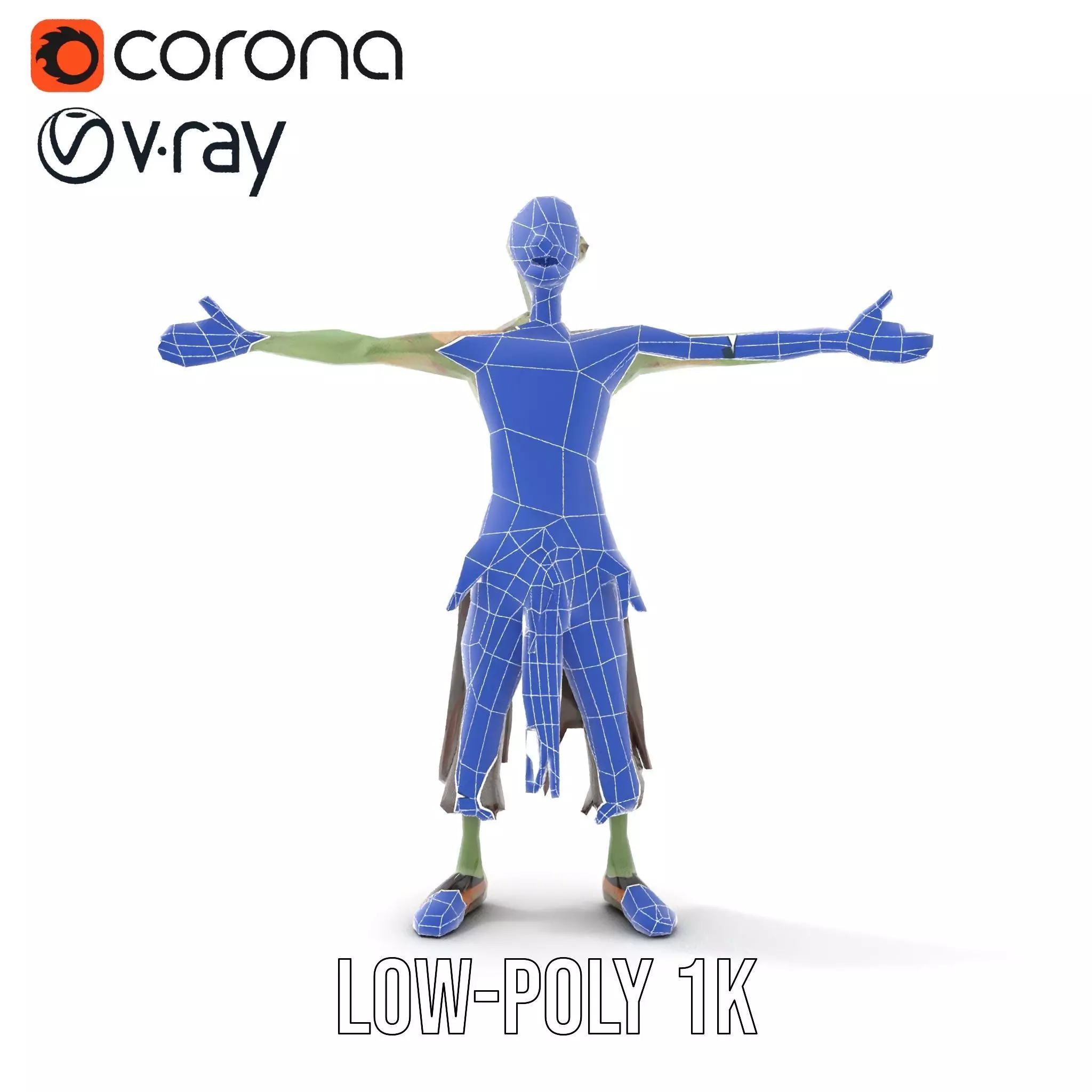 Ghostly Green Zombie model pack Low-poly 3D model_17