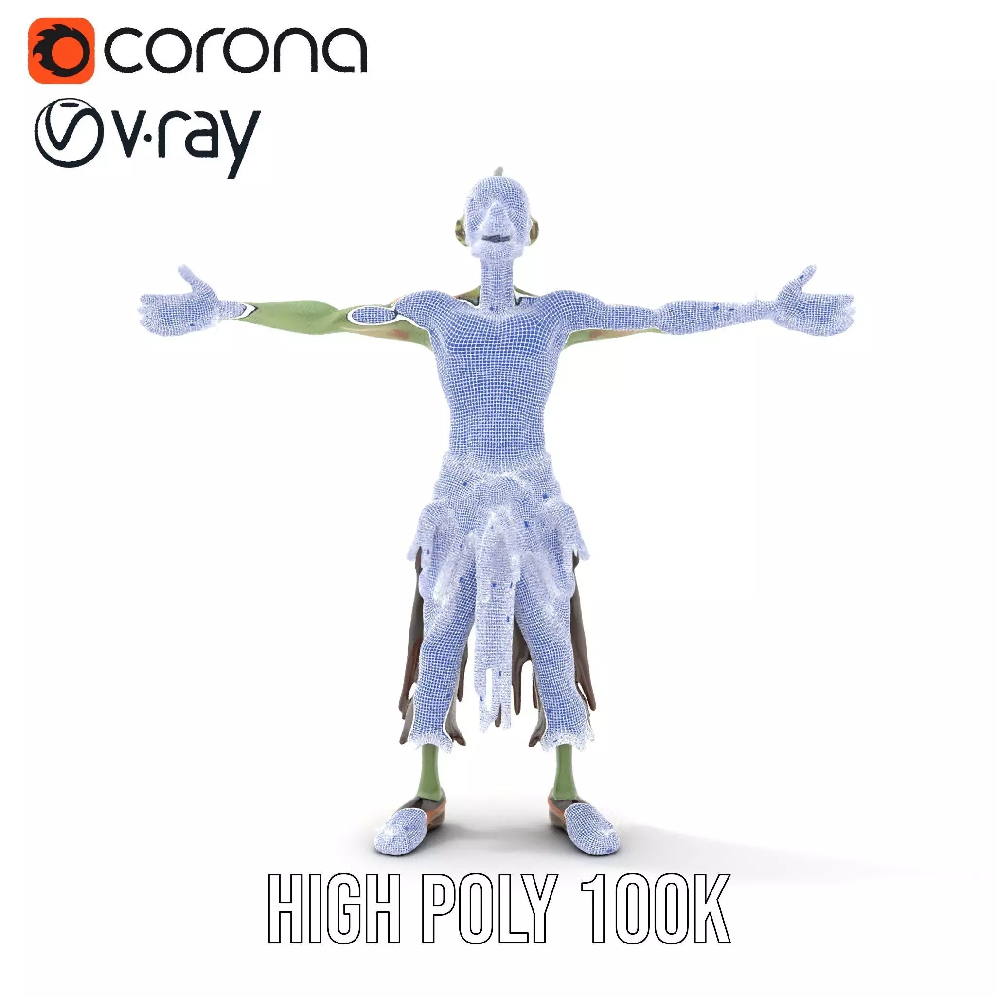 Ghostly Green Zombie model pack Low-poly 3D model_33