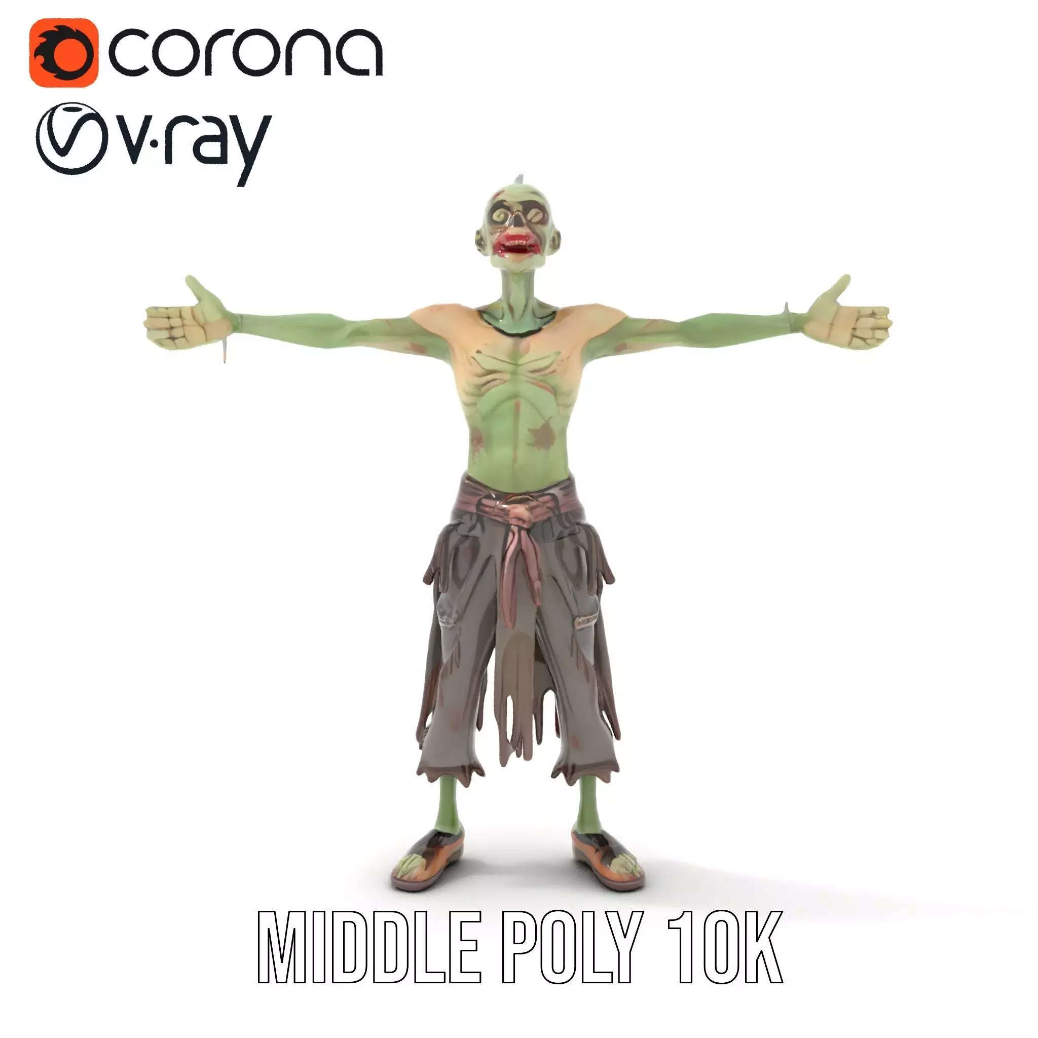 Ghostly Green Zombie model pack Low-poly 3D model_14