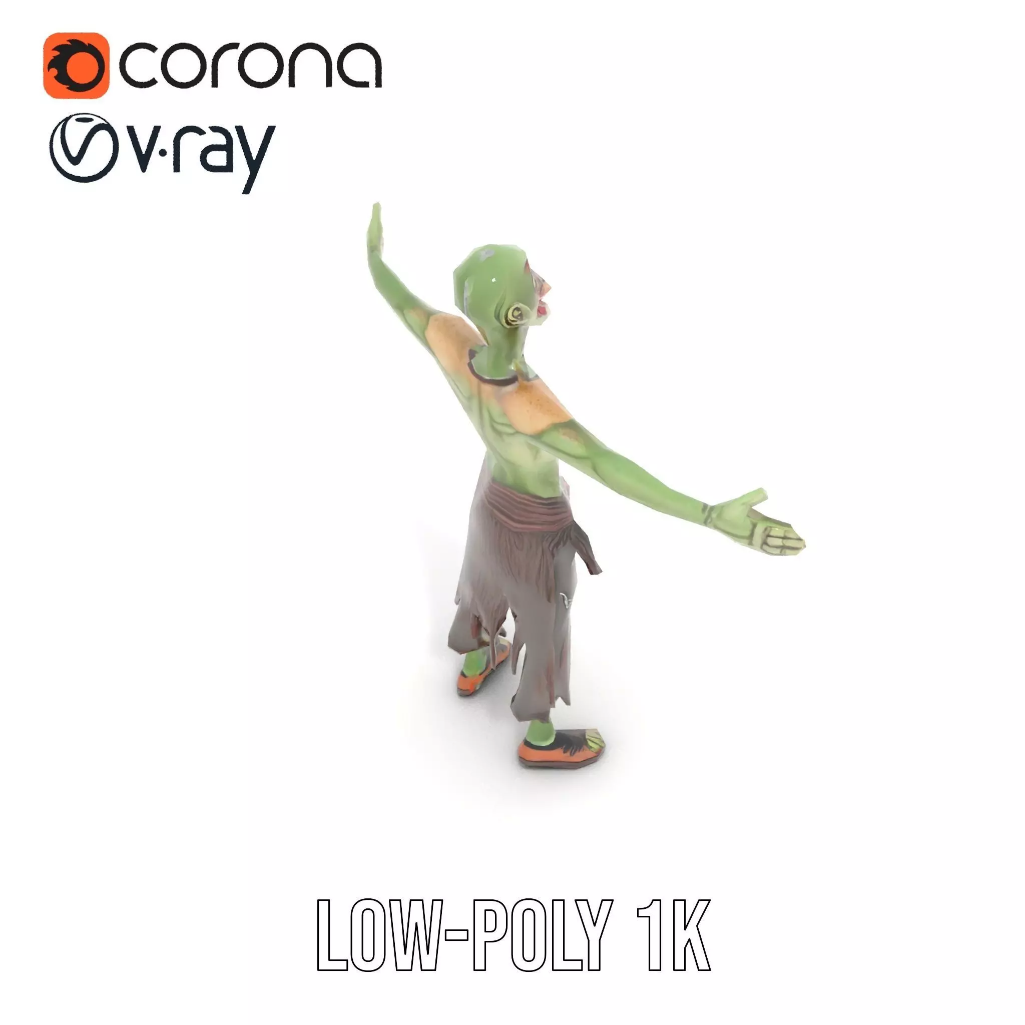 Ghostly Green Zombie model pack Low-poly 3D model_25