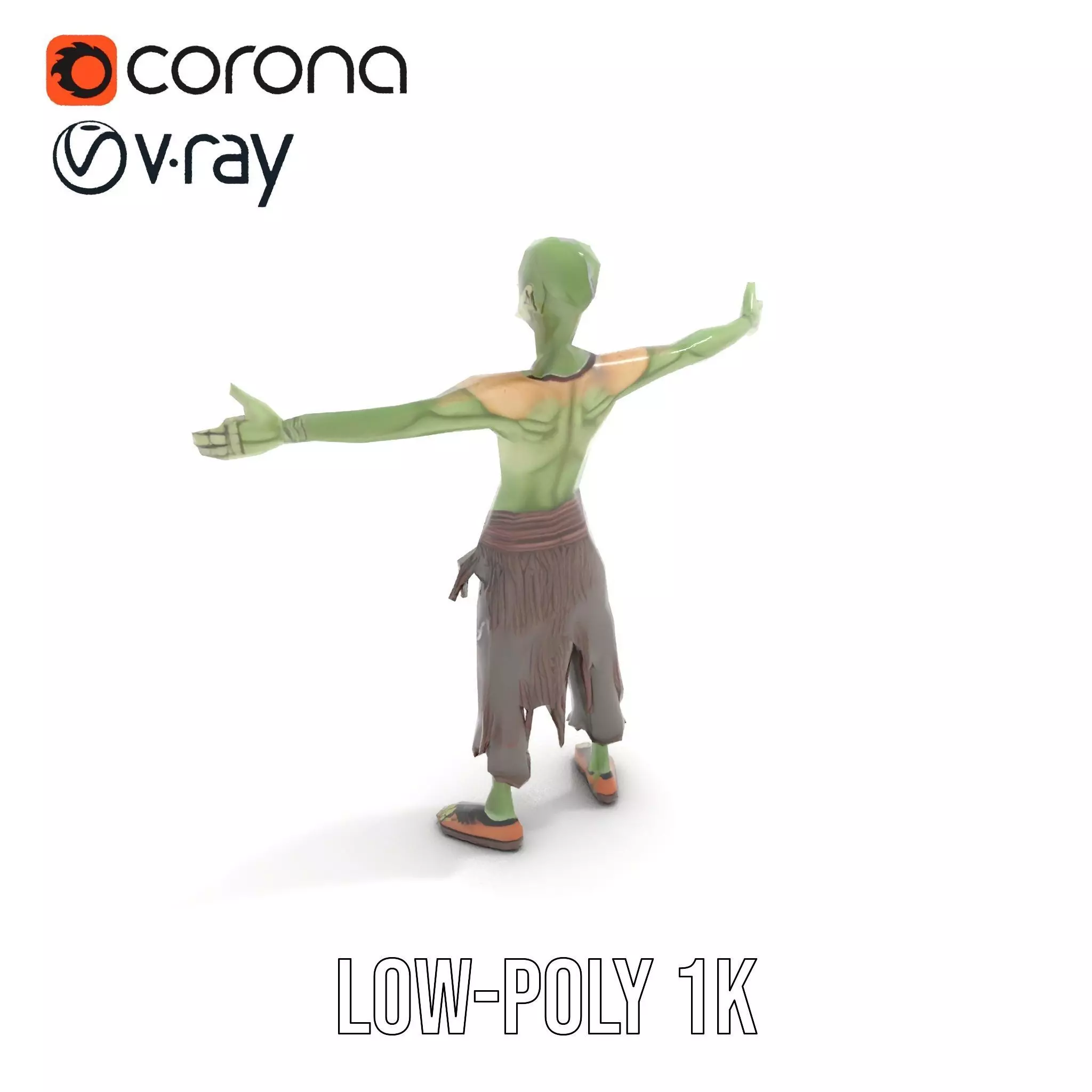 Ghostly Green Zombie model pack Low-poly 3D model_8