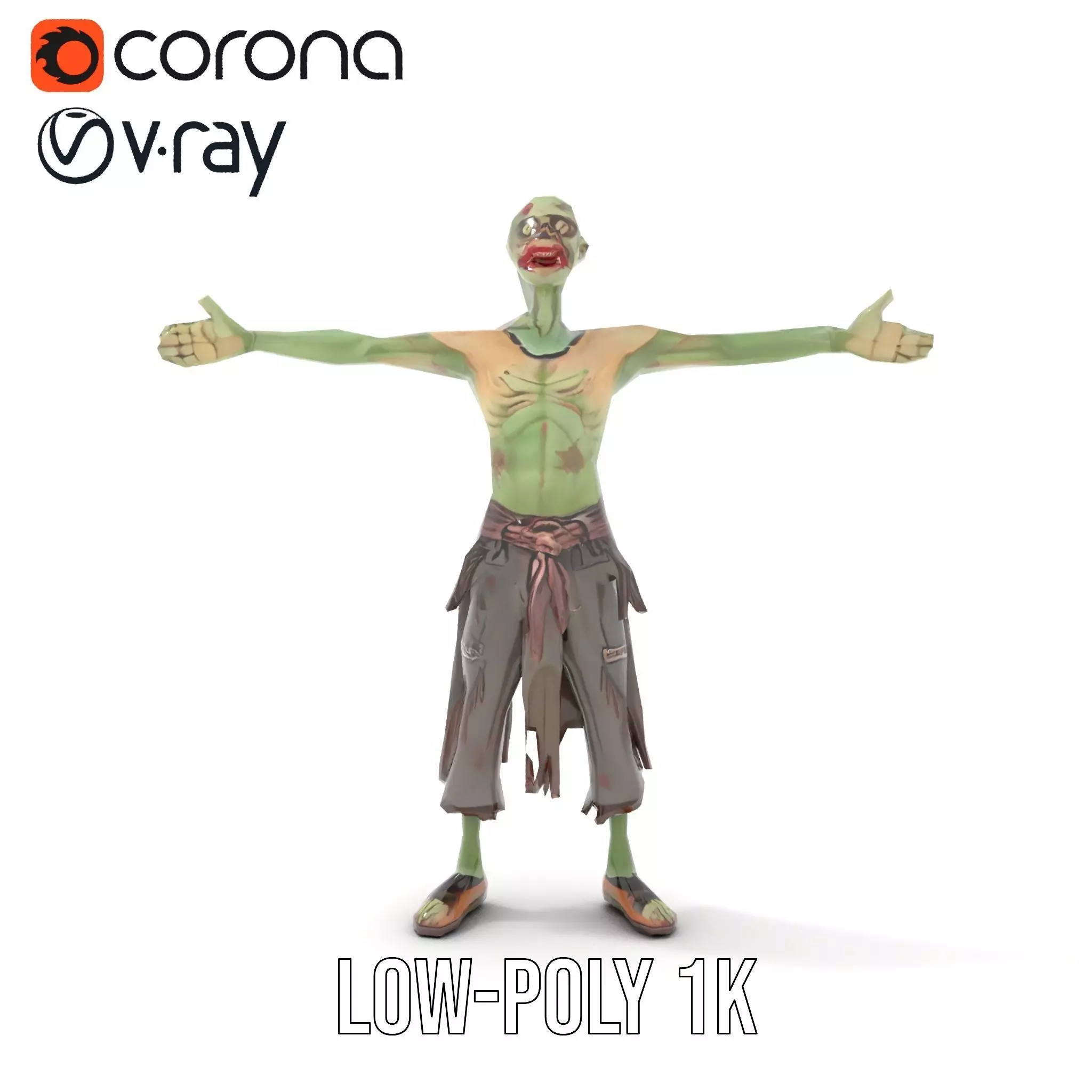 Ghostly Green Zombie model pack Low-poly 3D model_28