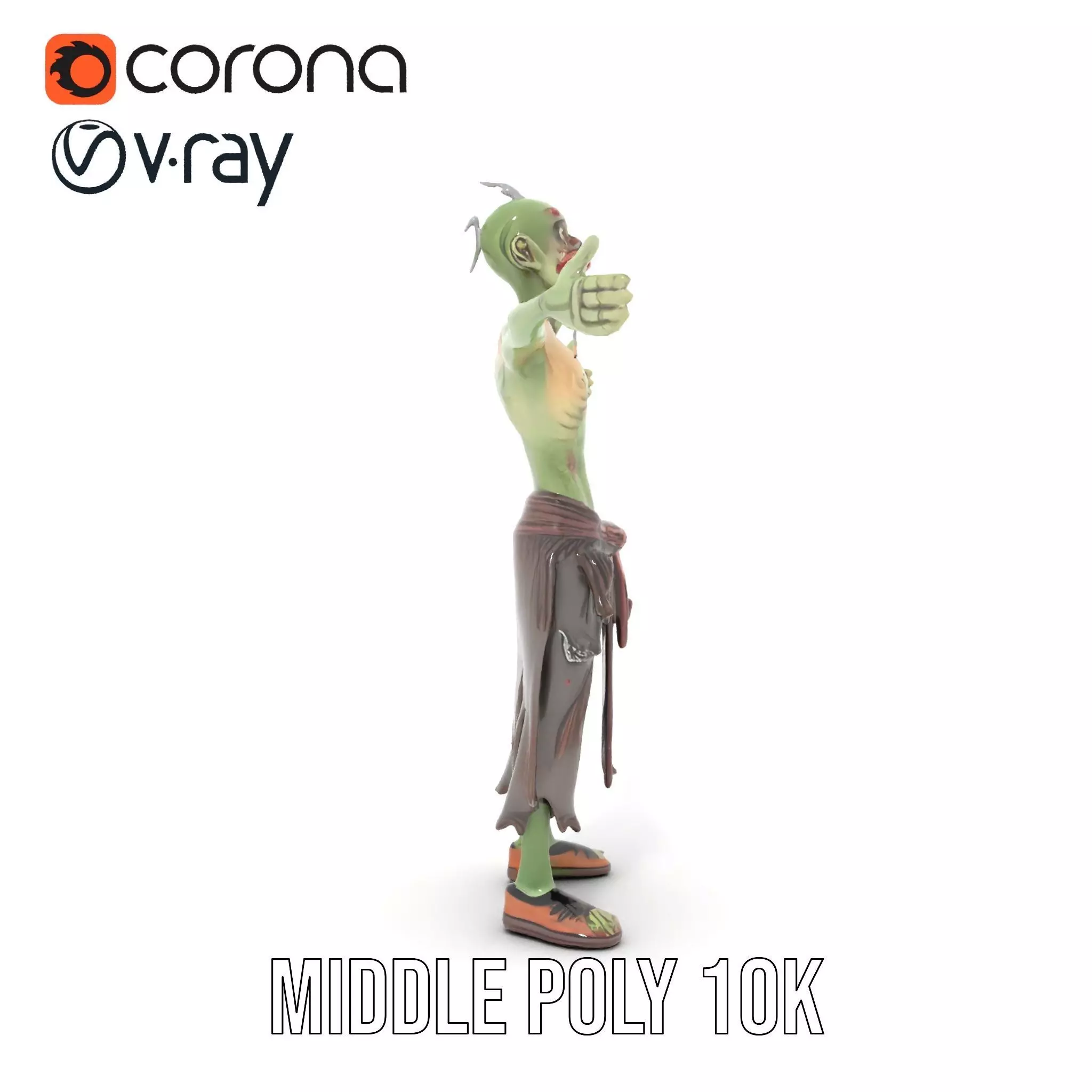 Ghostly Green Zombie model pack Low-poly 3D model_11