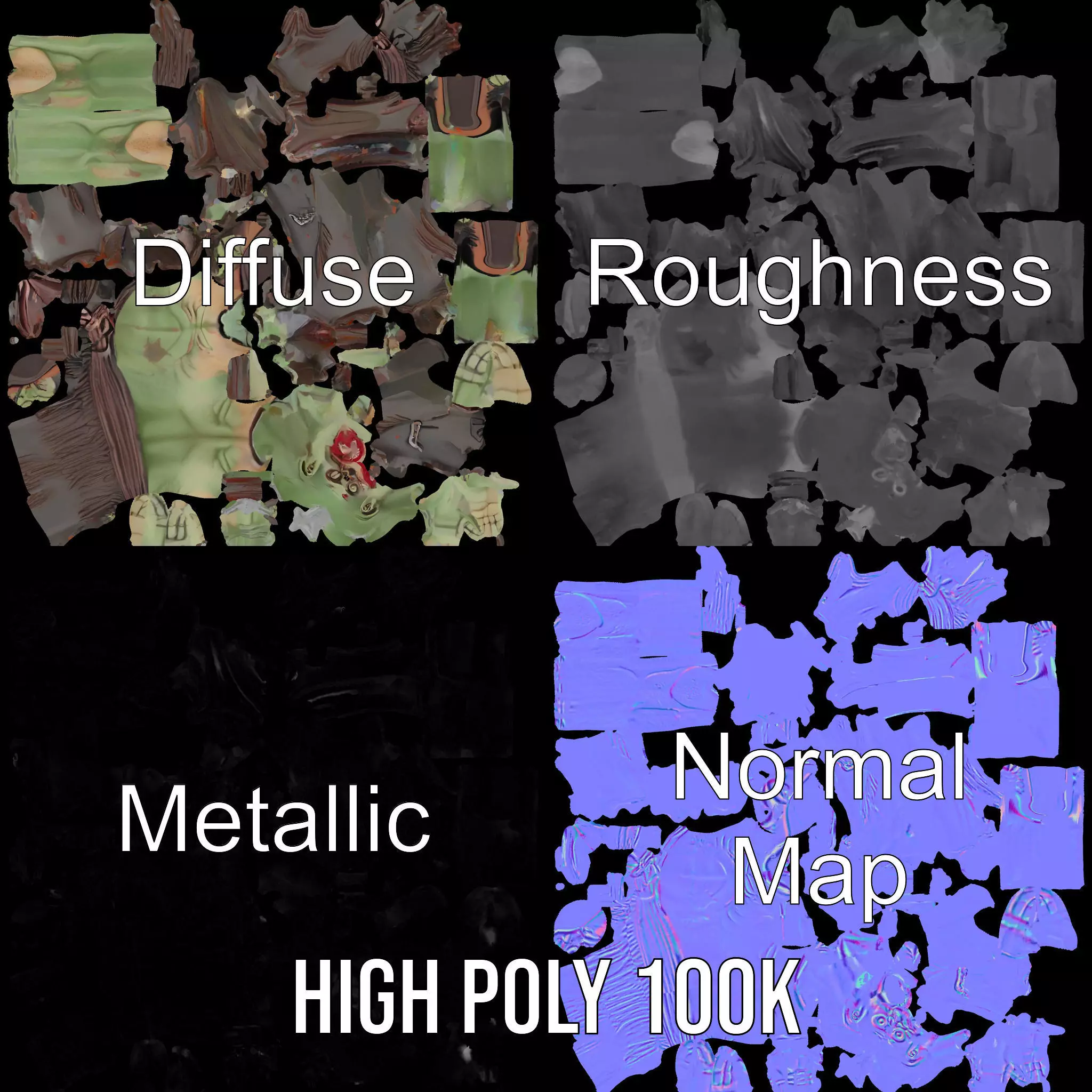 Ghostly Green Zombie model pack Low-poly 3D model_4