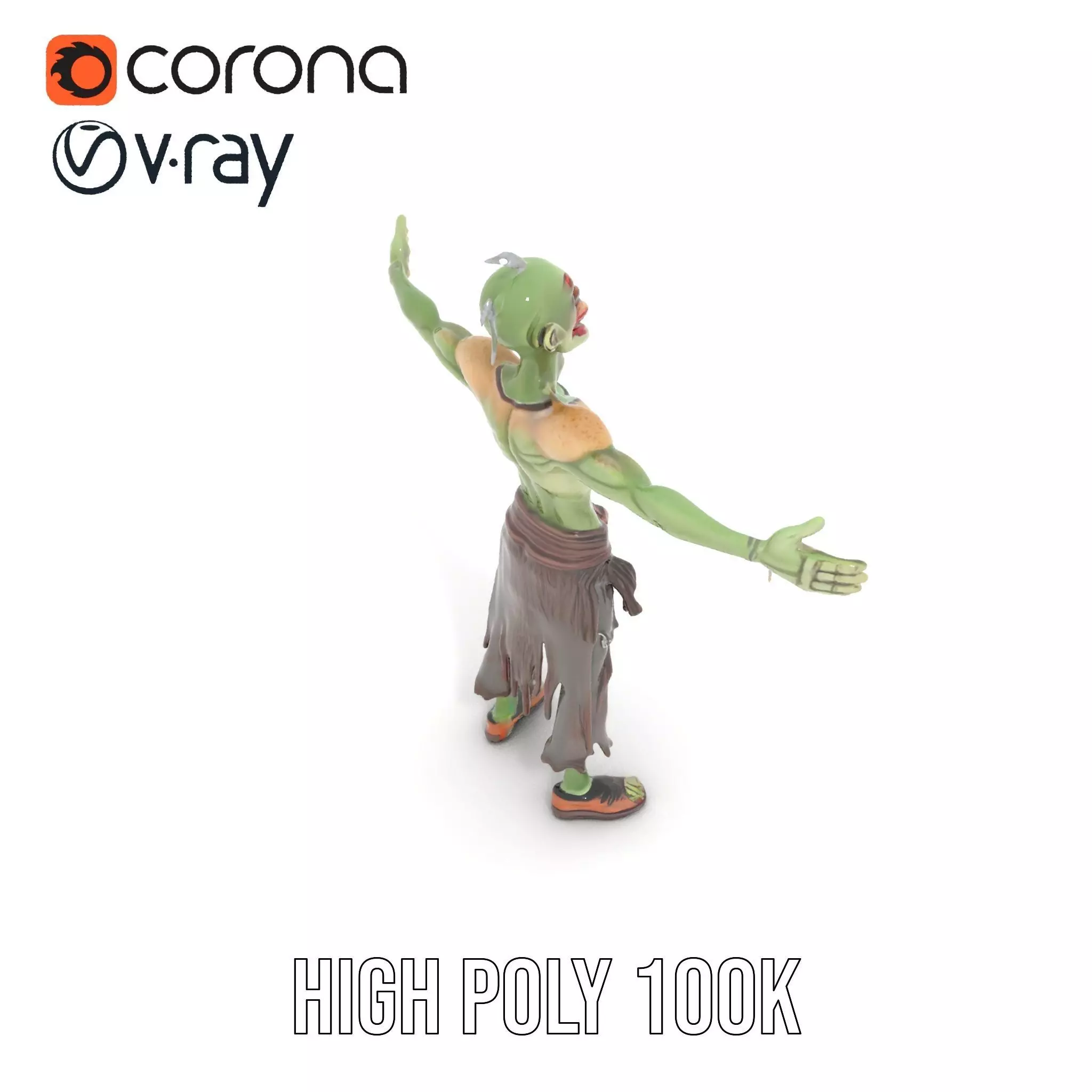 Ghostly Green Zombie model pack Low-poly 3D model_13
