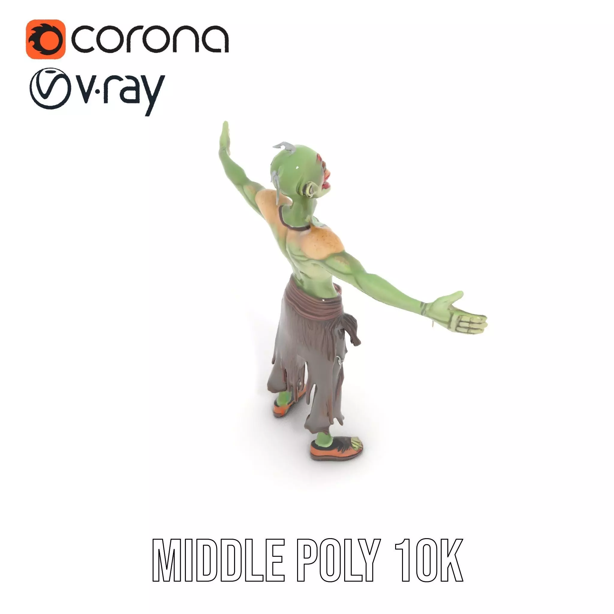 Ghostly Green Zombie model pack Low-poly 3D model_7