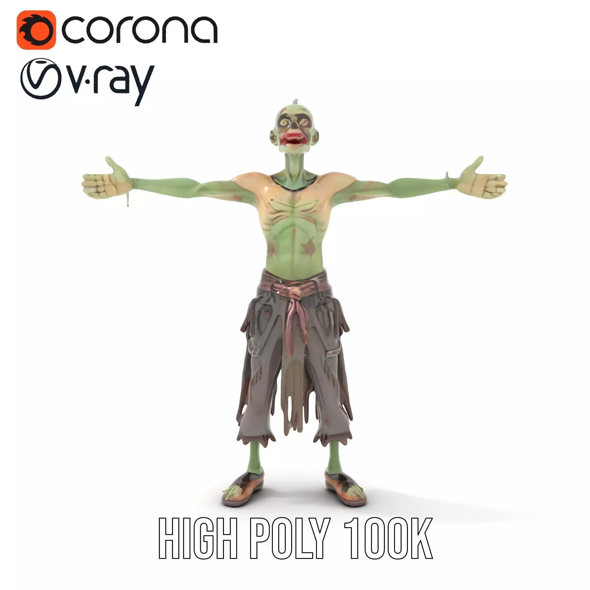Ghostly Green Zombie model pack Low-poly 3D model_20