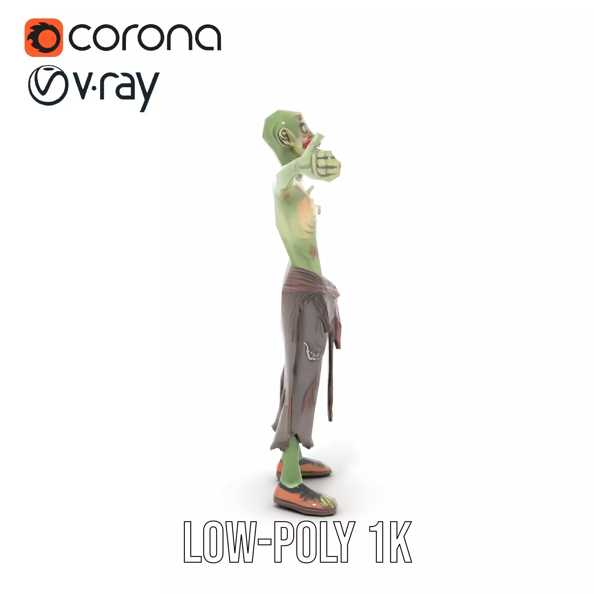 Ghostly Green Zombie model pack Low-poly 3D model_12
