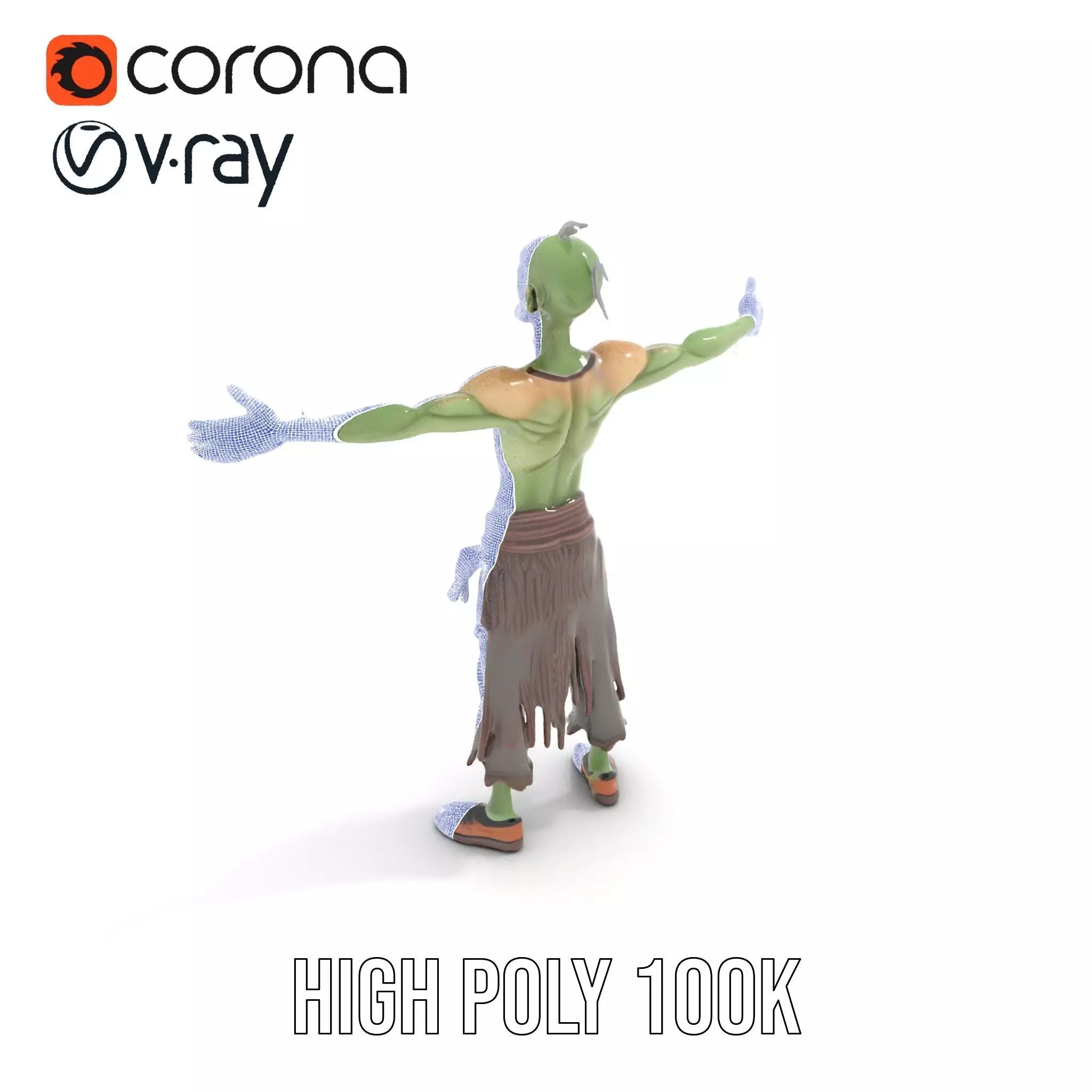 Ghostly Green Zombie model pack Low-poly 3D model_29