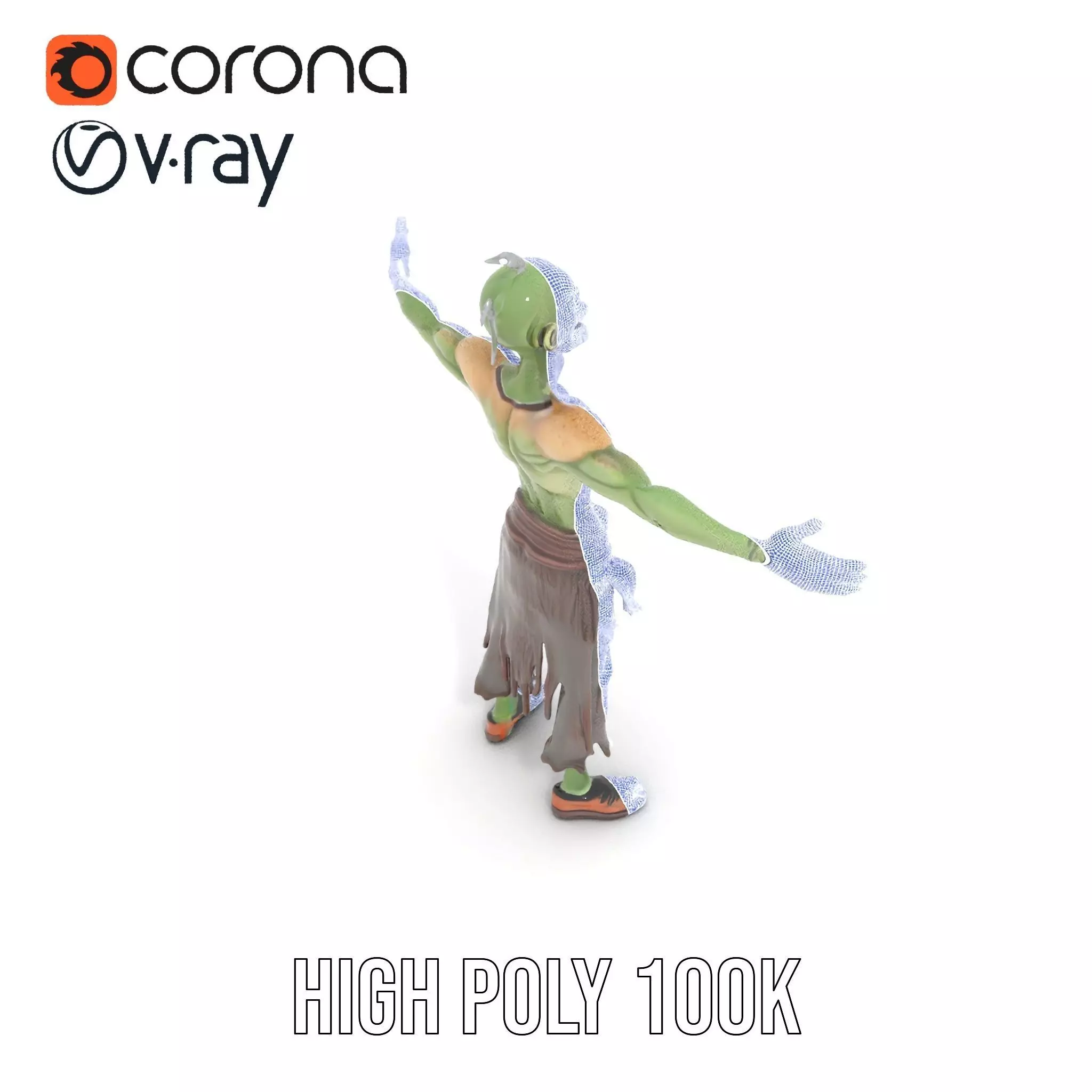 Ghostly Green Zombie model pack Low-poly 3D model_23