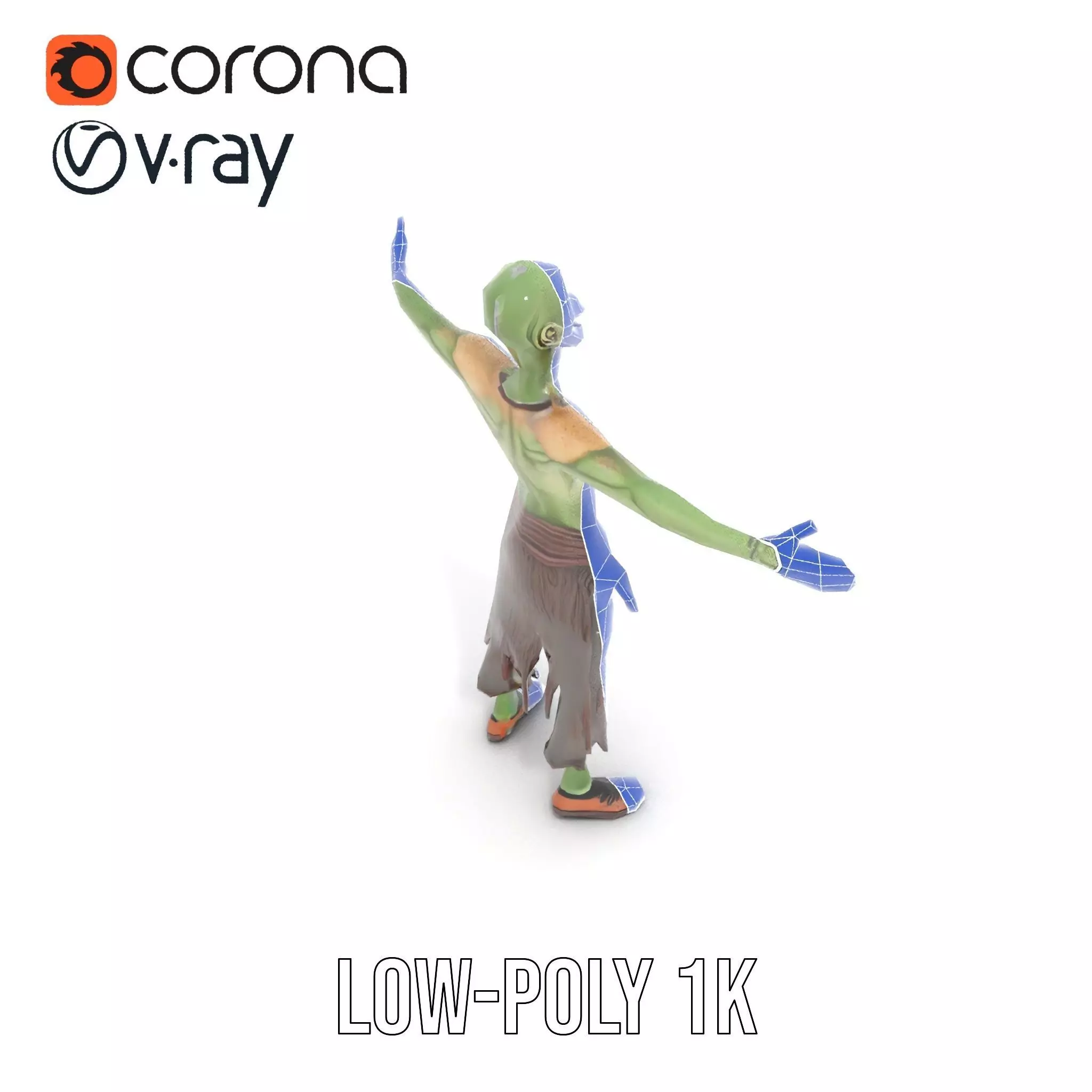 Ghostly Green Zombie model pack Low-poly 3D model_9