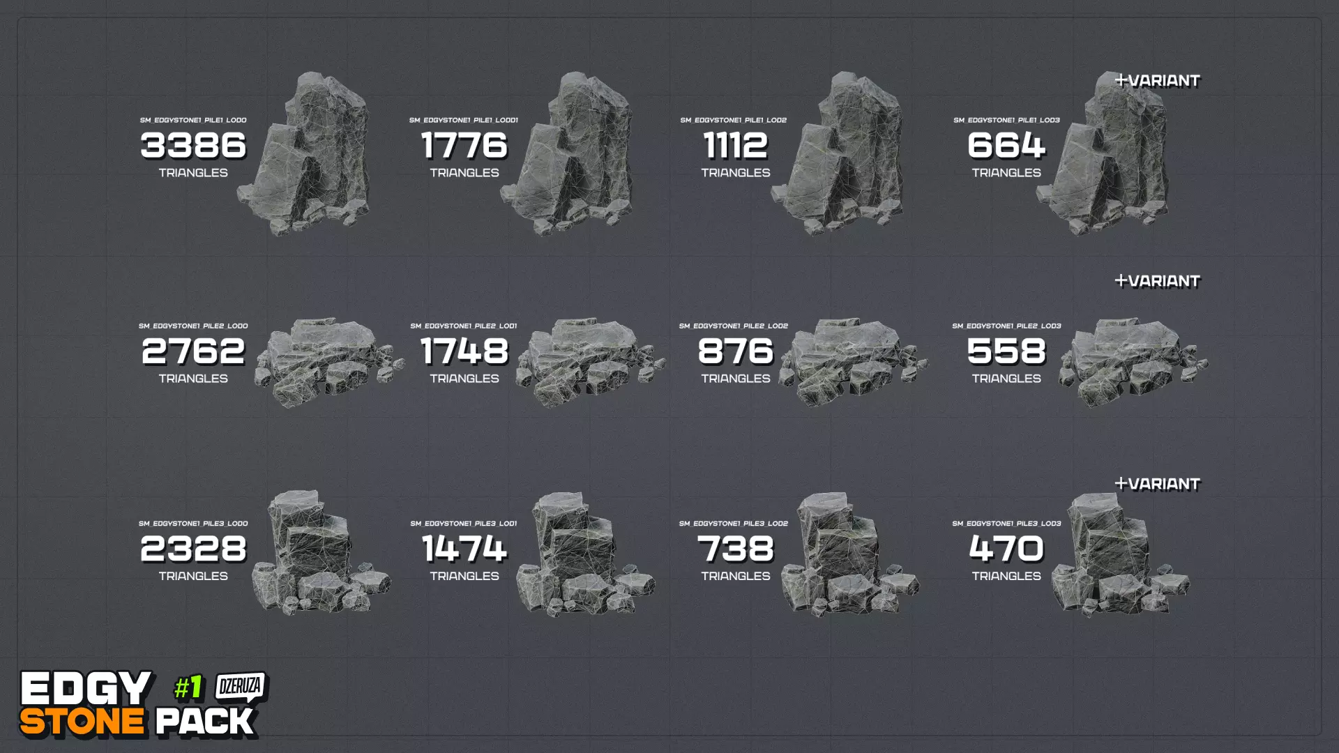 Edgy Stone Pack 1 Low-poly 3D model_15