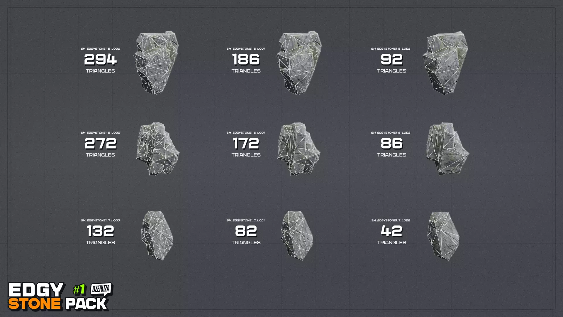 Edgy Stone Pack 1 Low-poly 3D model_14