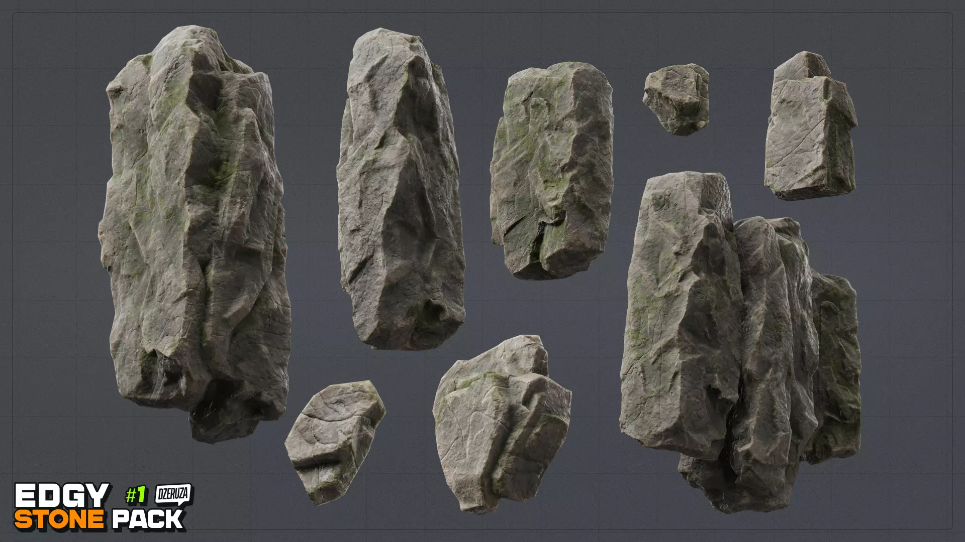Edgy Stone Pack 1 Low-poly 3D model_19