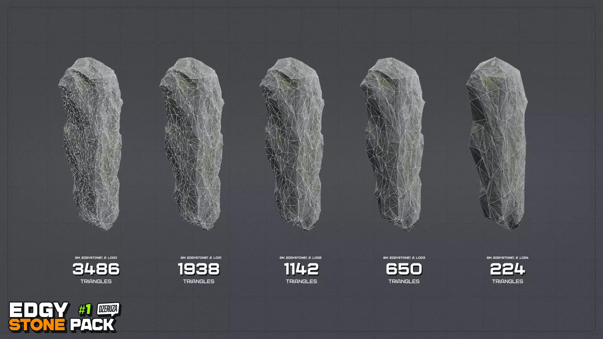 Edgy Stone Pack 1 Low-poly 3D model_11
