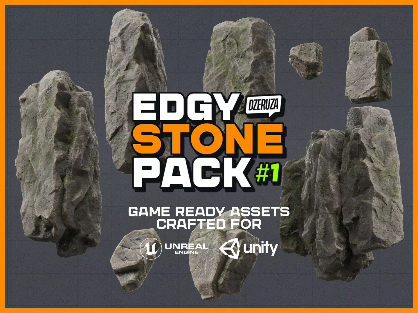 Edgy Stone Pack 1 Low-poly 3D model_0