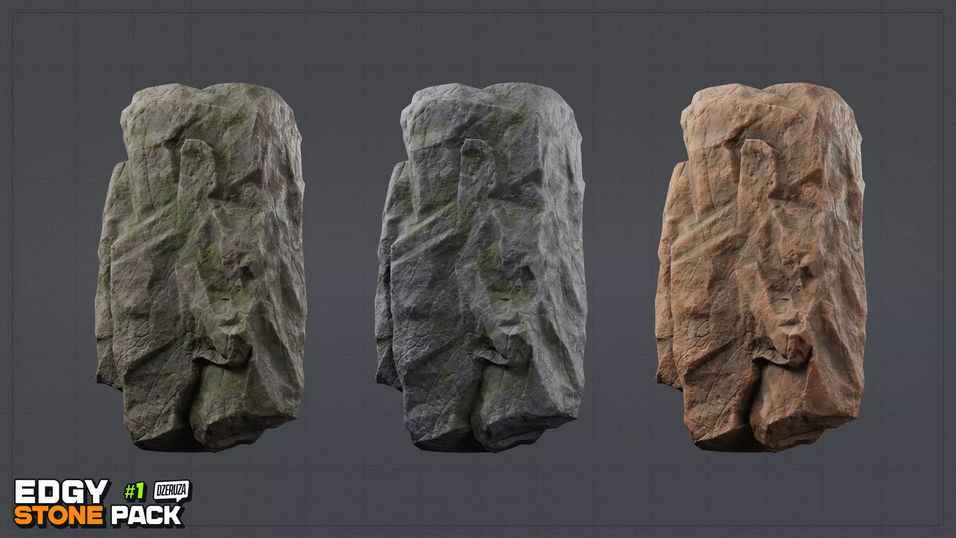 Edgy Stone Pack 1 Low-poly 3D model_18