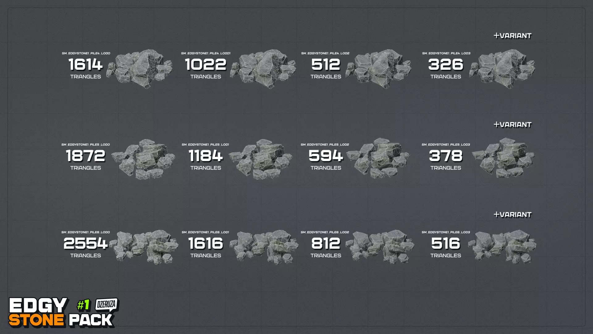 Edgy Stone Pack 1 Low-poly 3D model_16