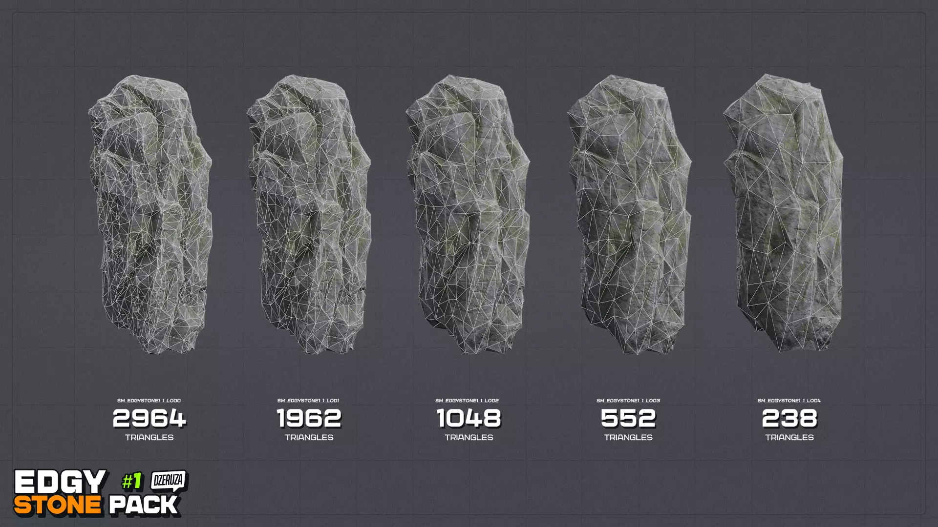 Edgy Stone Pack 1 Low-poly 3D model_10