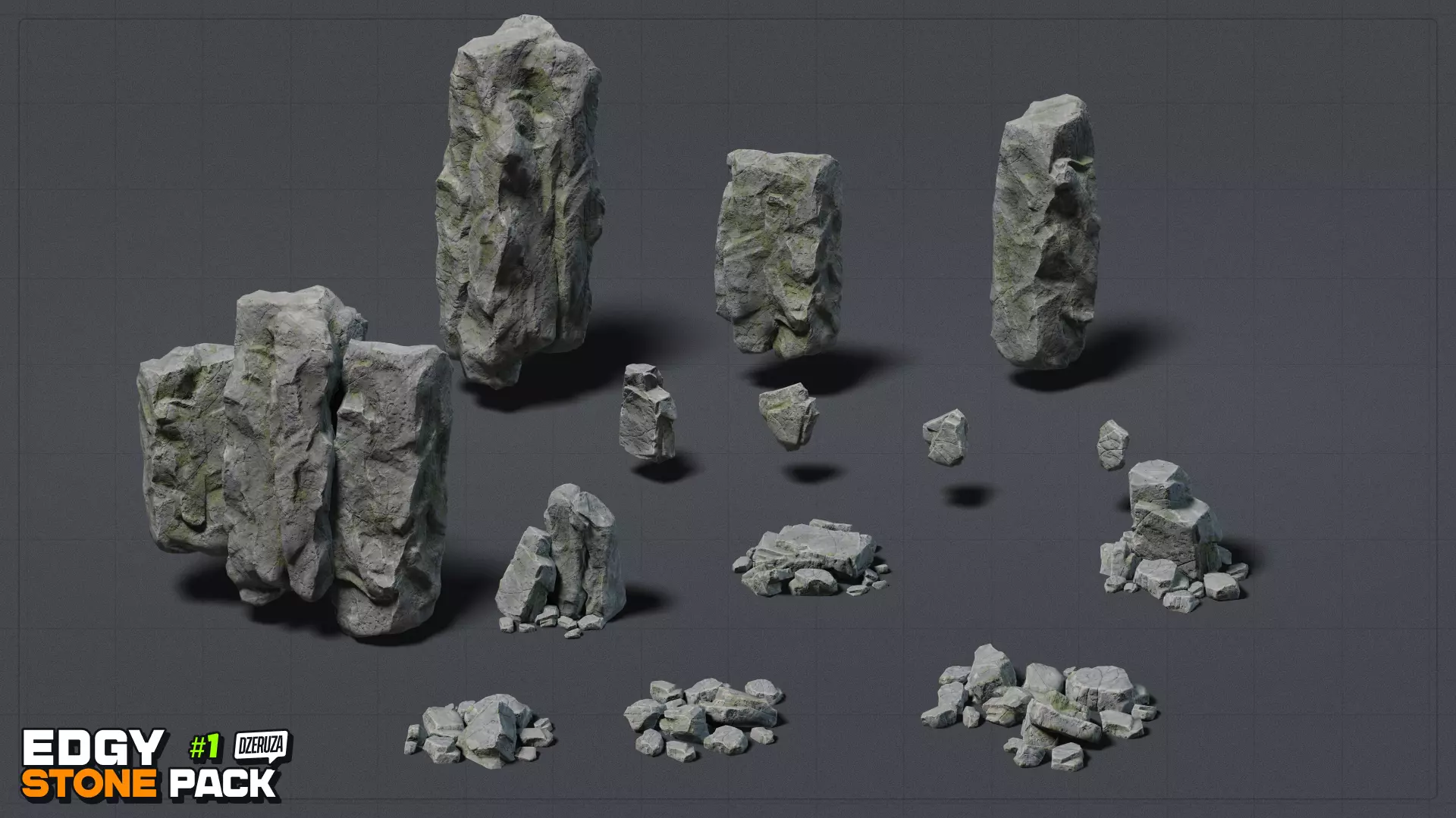 Edgy Stone Pack 1 Low-poly 3D model_21