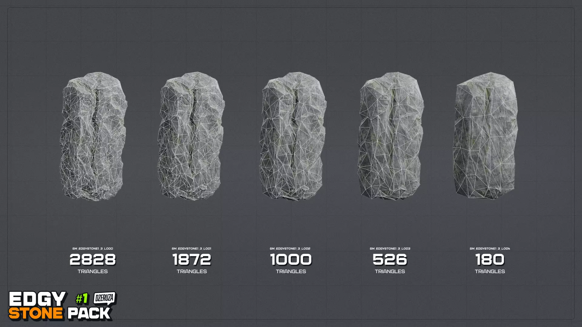 Edgy Stone Pack 1 Low-poly 3D model_12