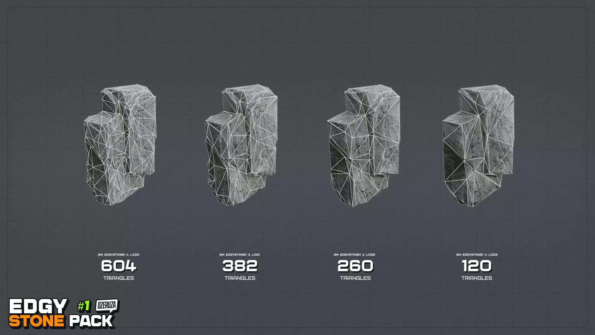 Edgy Stone Pack 1 Low-poly 3D model_13