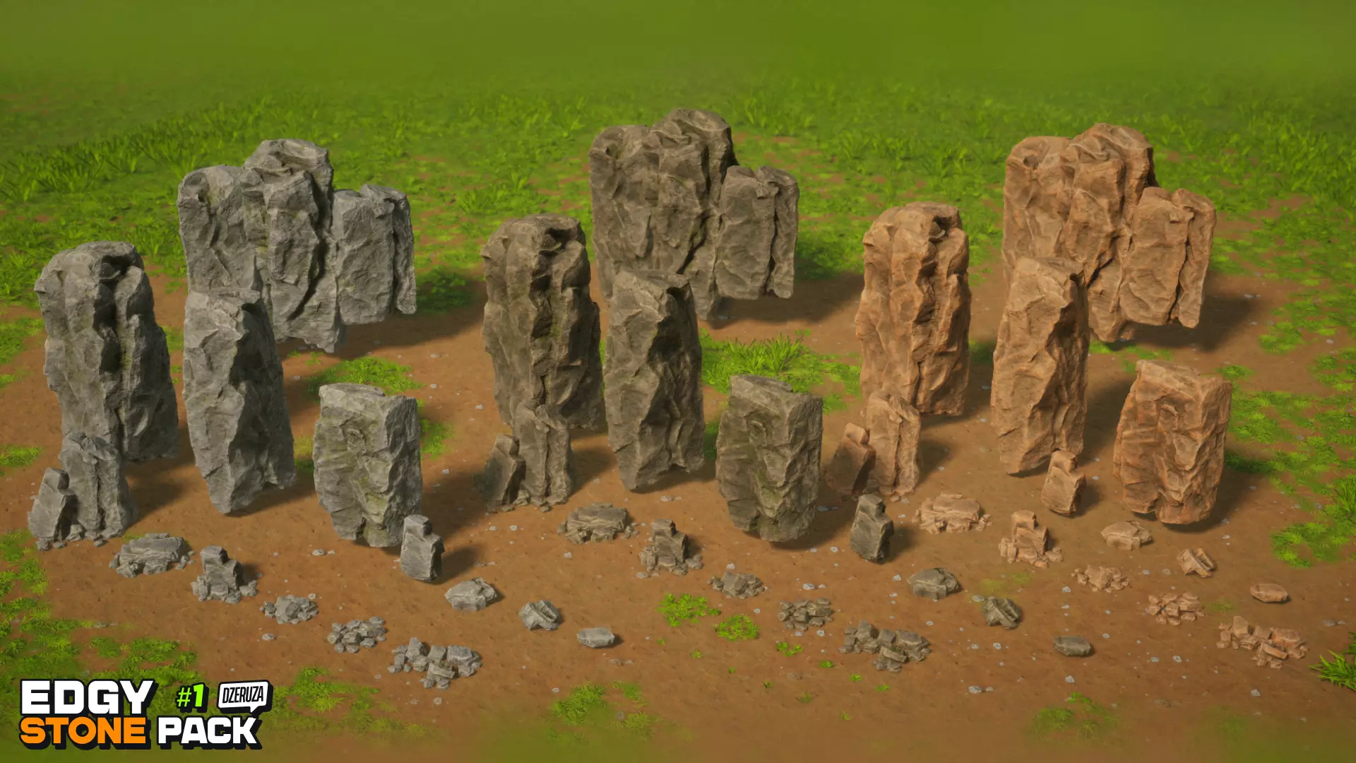 Edgy Stone Pack 1 Low-poly 3D model_17