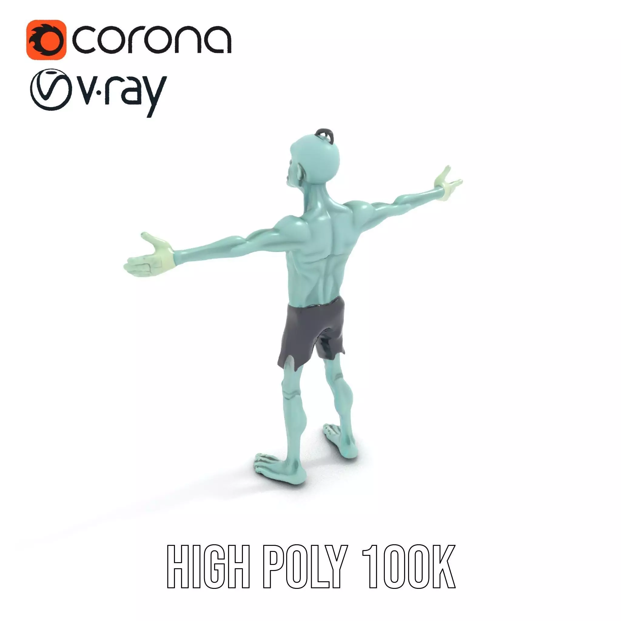 Green Zombie Character model pack Low-poly 3D model_18