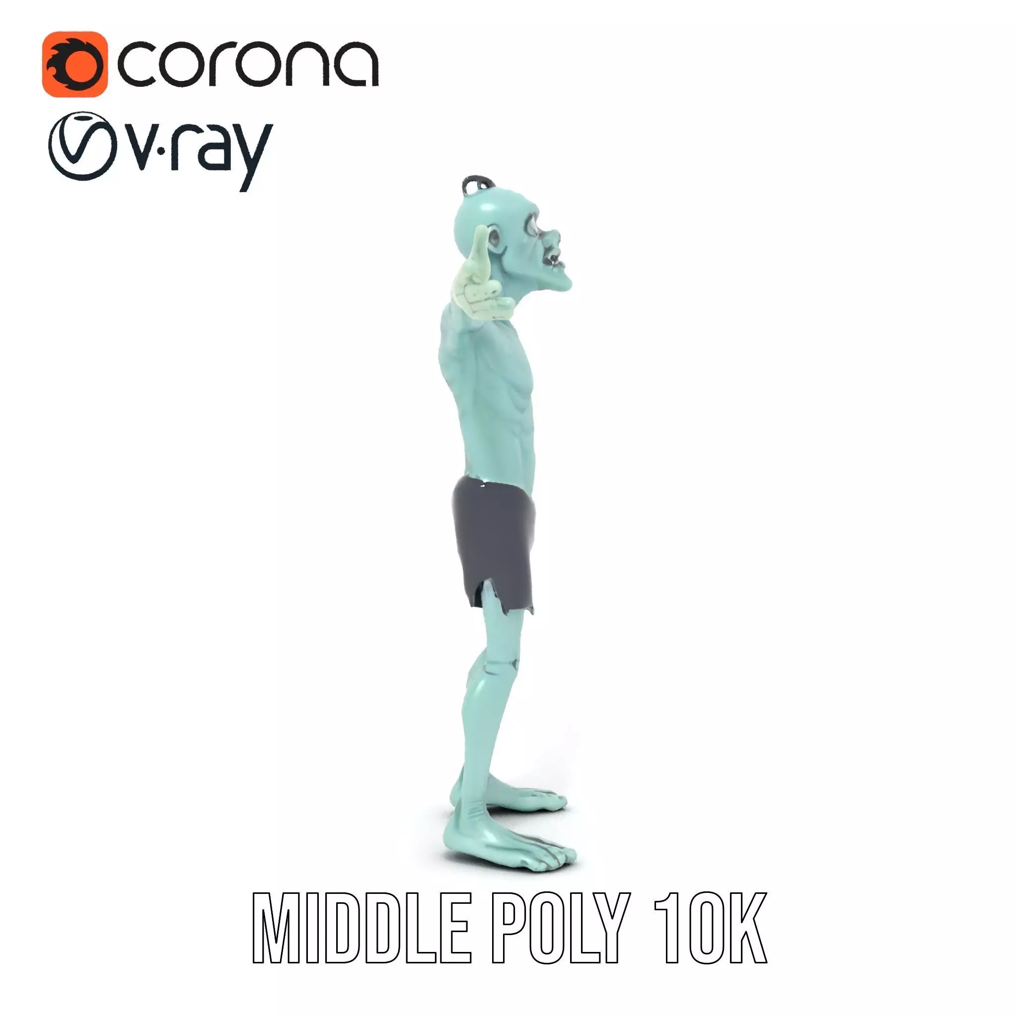 Green Zombie Character model pack Low-poly 3D model_19