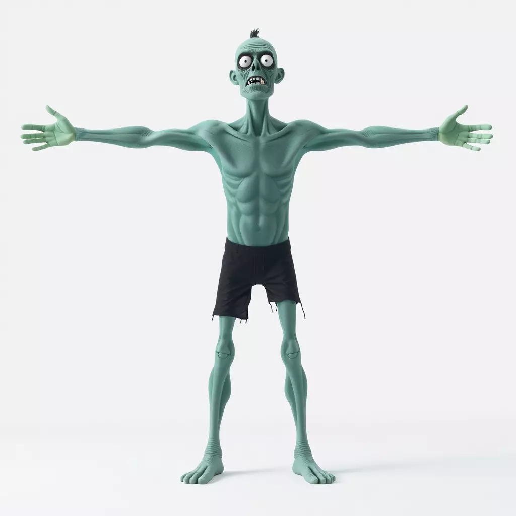 Green Zombie Character model pack Low-poly 3D model_3
