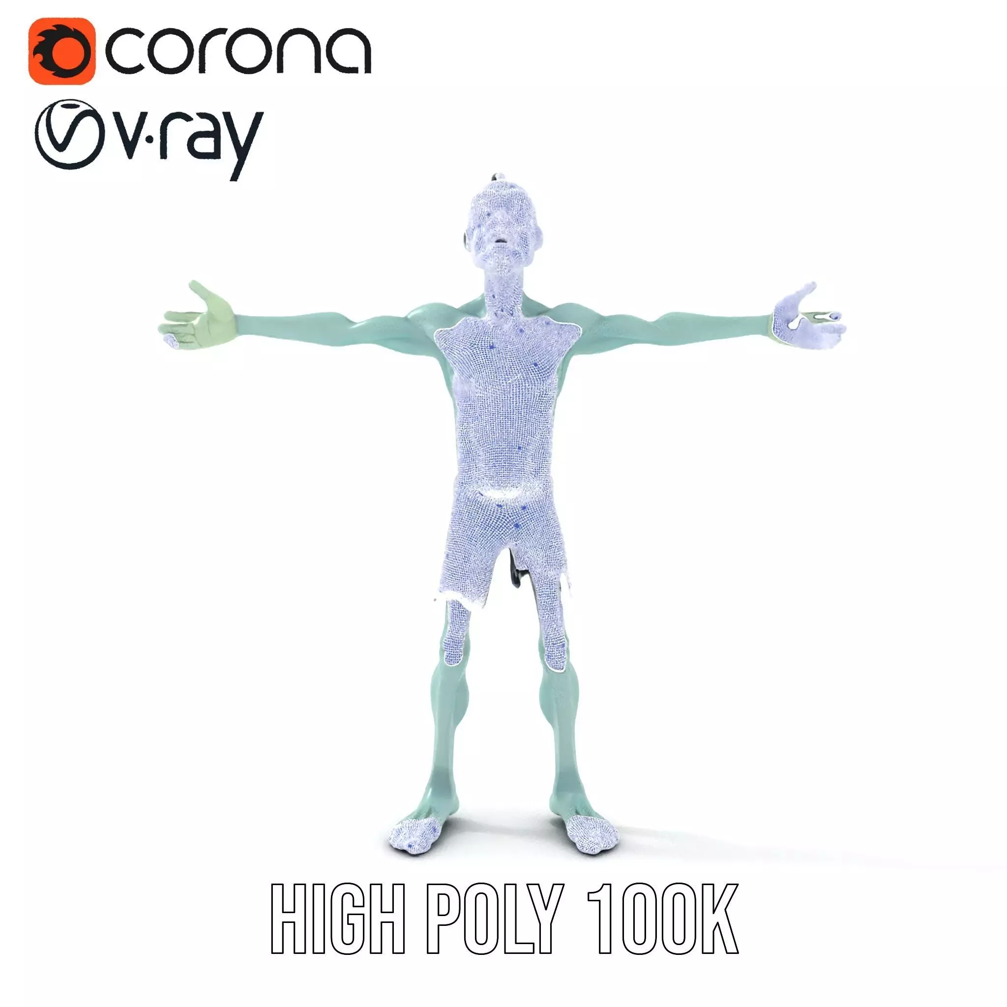 Green Zombie Character model pack Low-poly 3D model_29