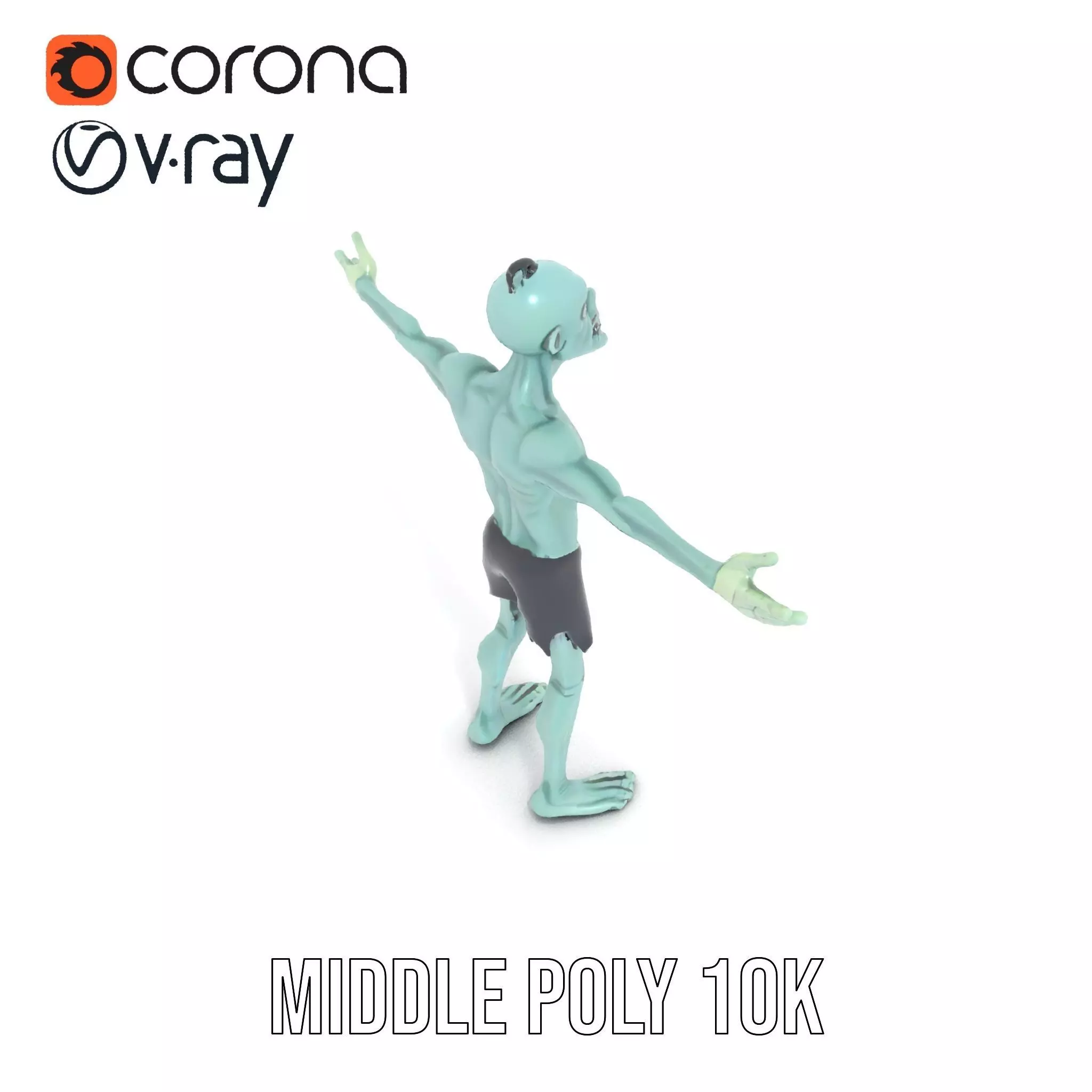 Green Zombie Character model pack Low-poly 3D model_7