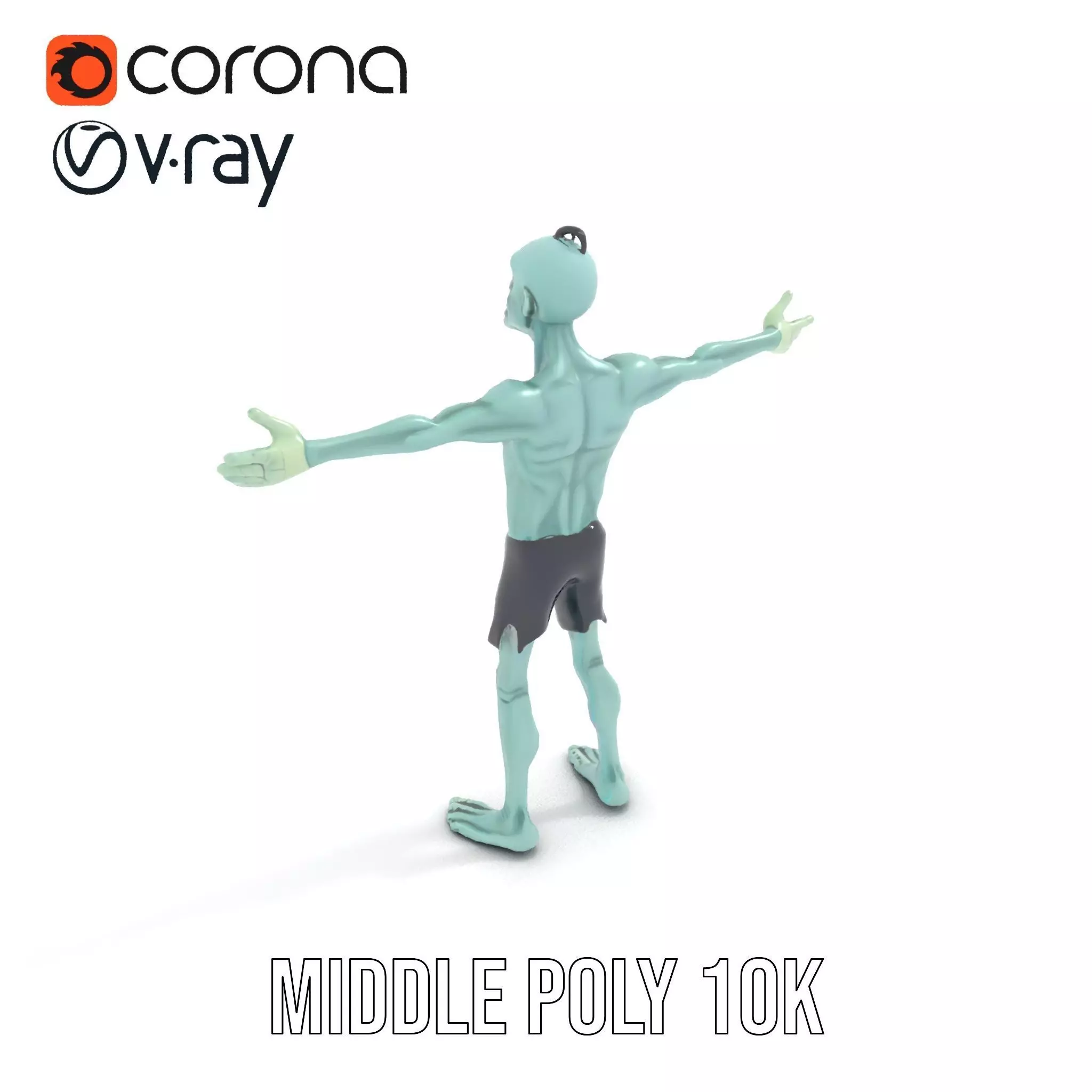 Green Zombie Character model pack Low-poly 3D model_10