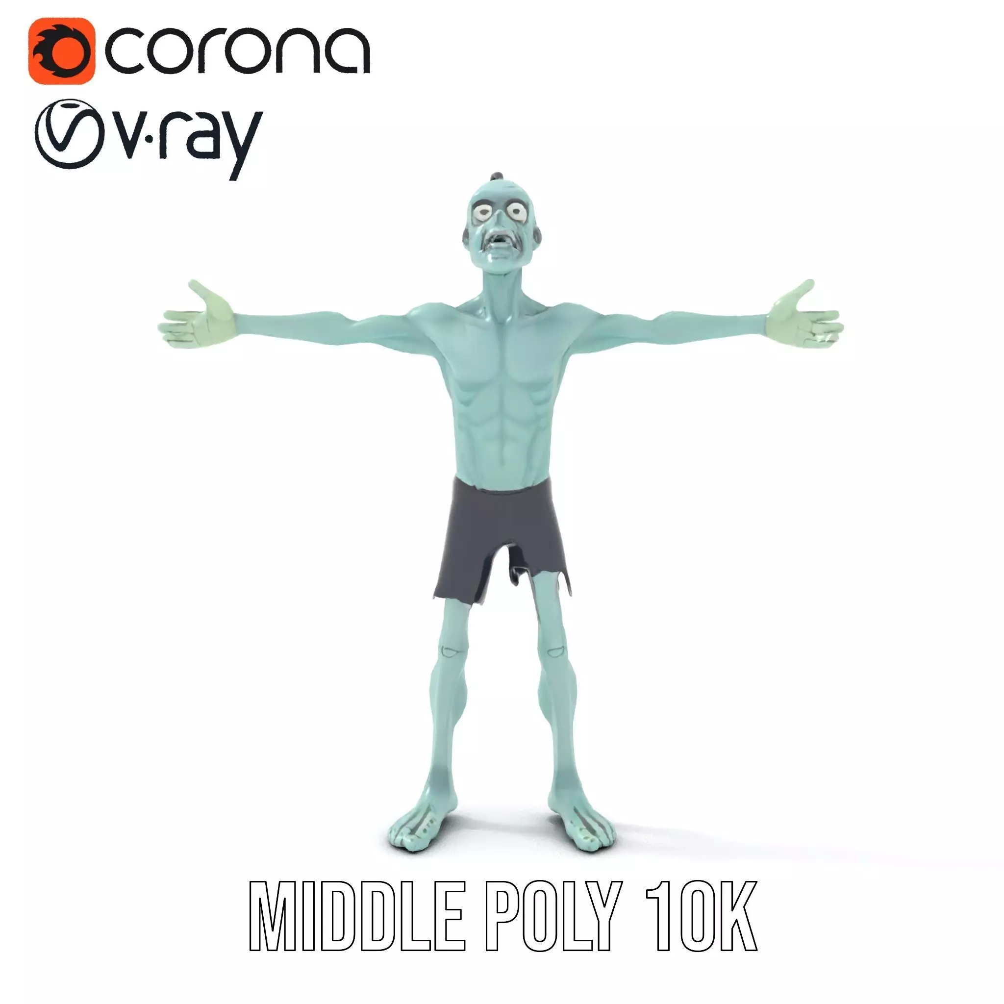 Green Zombie Character model pack Low-poly 3D model_16