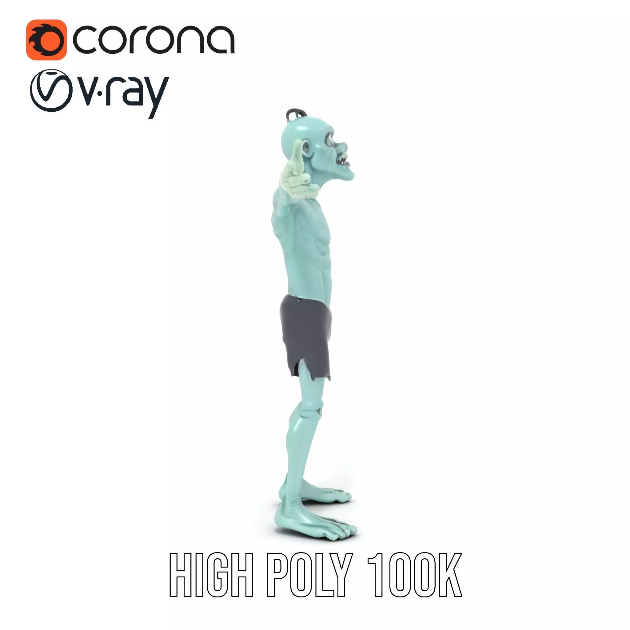 Green Zombie Character model pack Low-poly 3D model_12