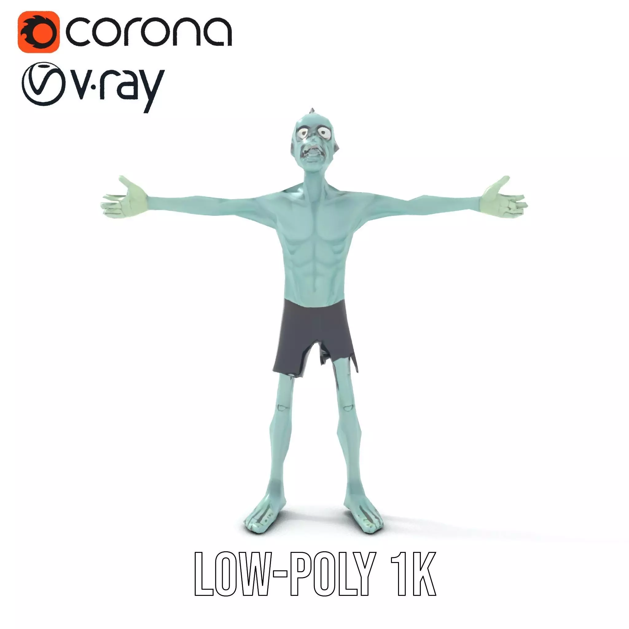 Green Zombie Character model pack Low-poly 3D model_17