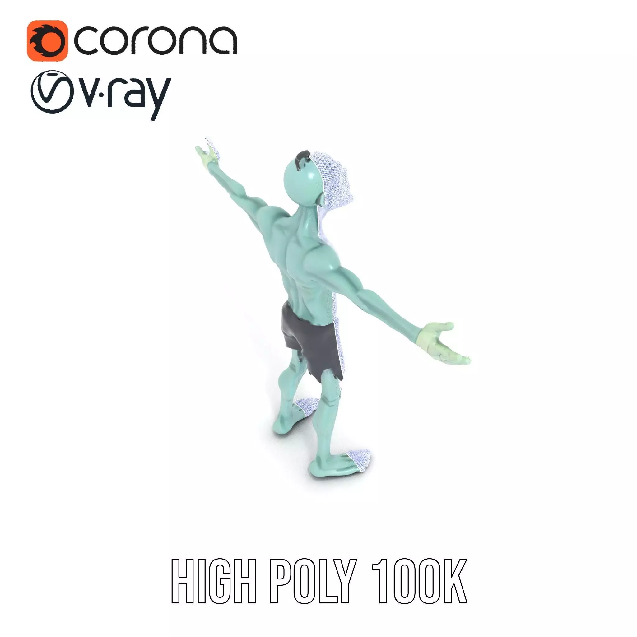 Green Zombie Character model pack Low-poly 3D model_33