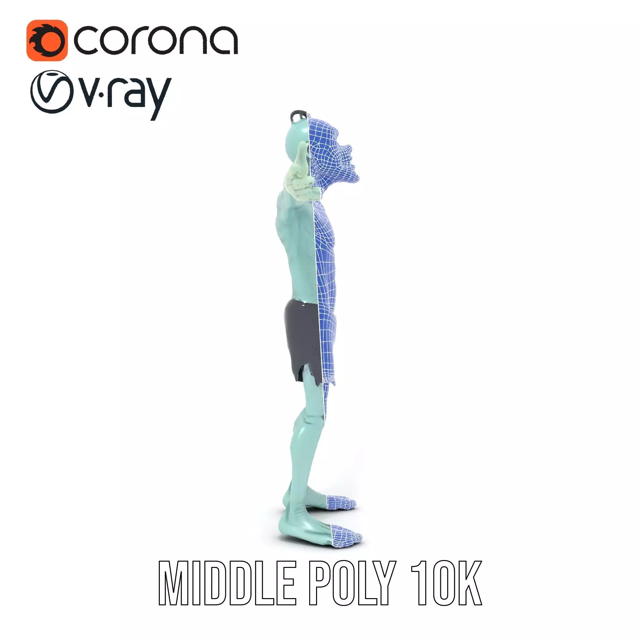 Green Zombie Character model pack Low-poly 3D model_24