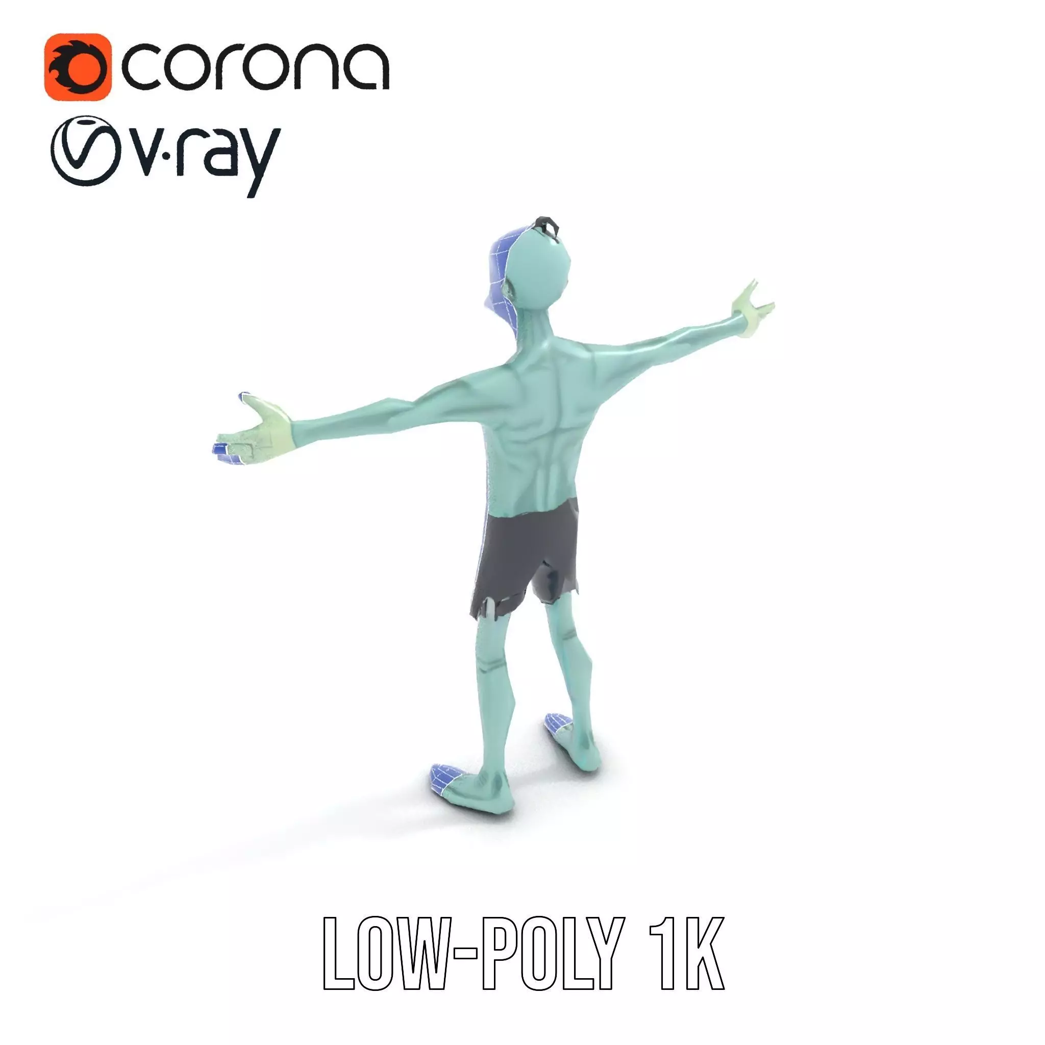 Green Zombie Character model pack Low-poly 3D model_9