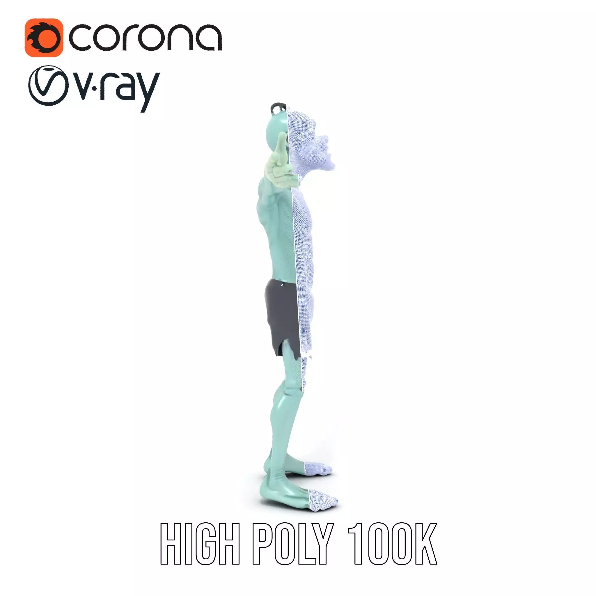 Green Zombie Character model pack Low-poly 3D model_32