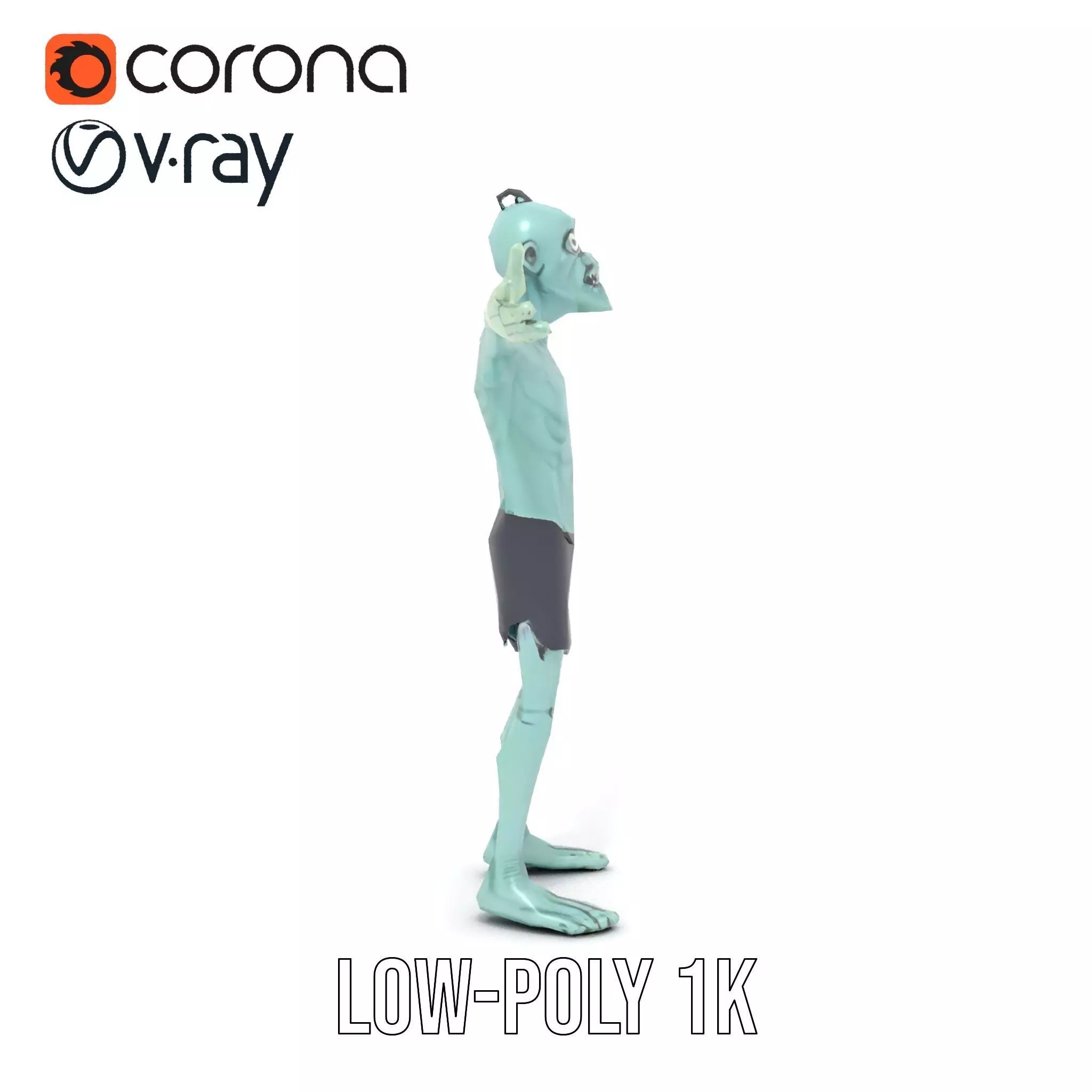 Green Zombie Character model pack Low-poly 3D model_11