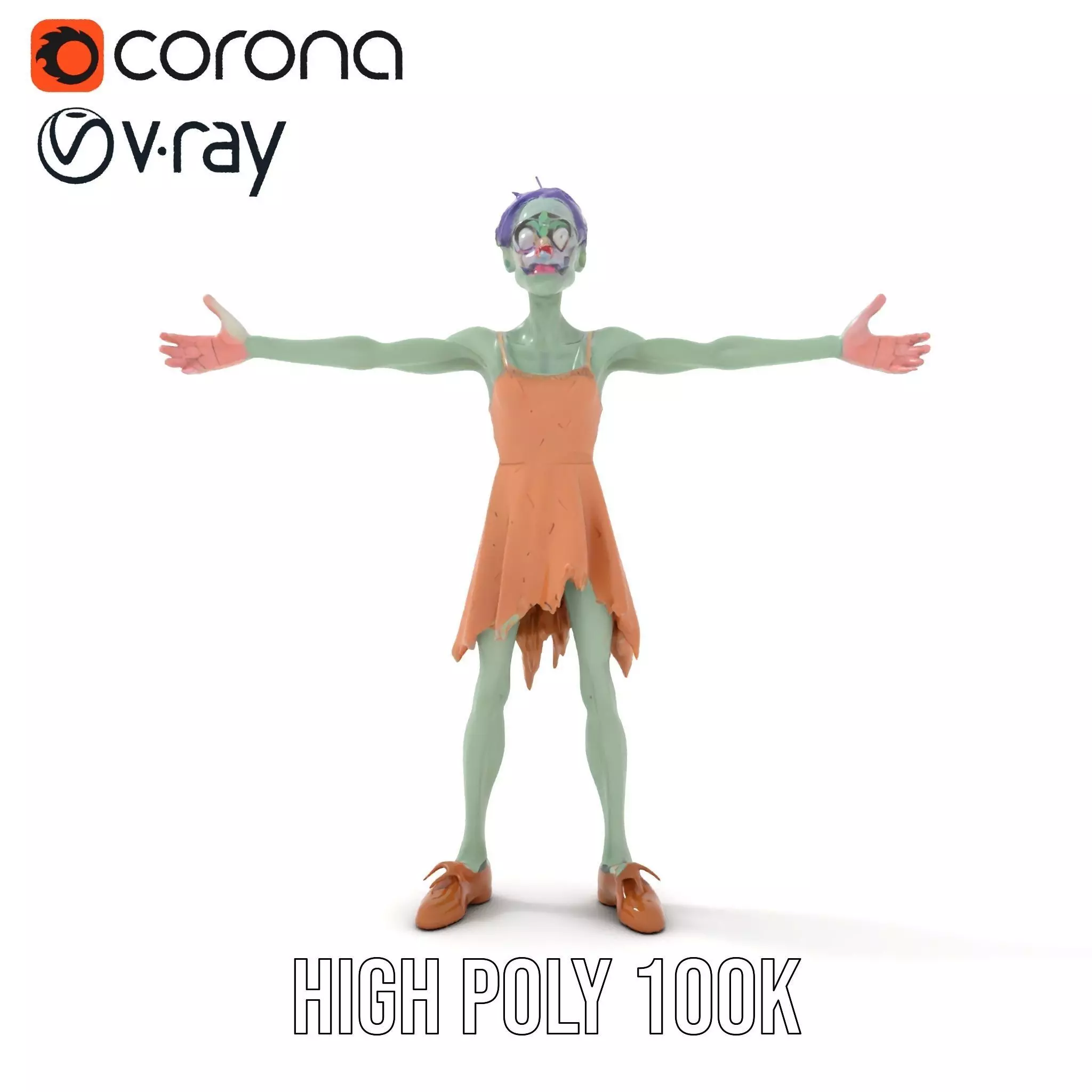 Cartoon Zombie Character model pack Low-poly 3D model_20