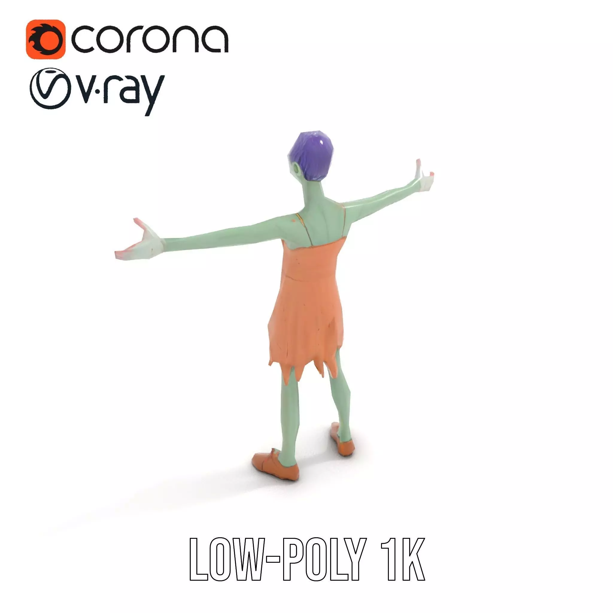 Cartoon Zombie Character model pack Low-poly 3D model_27