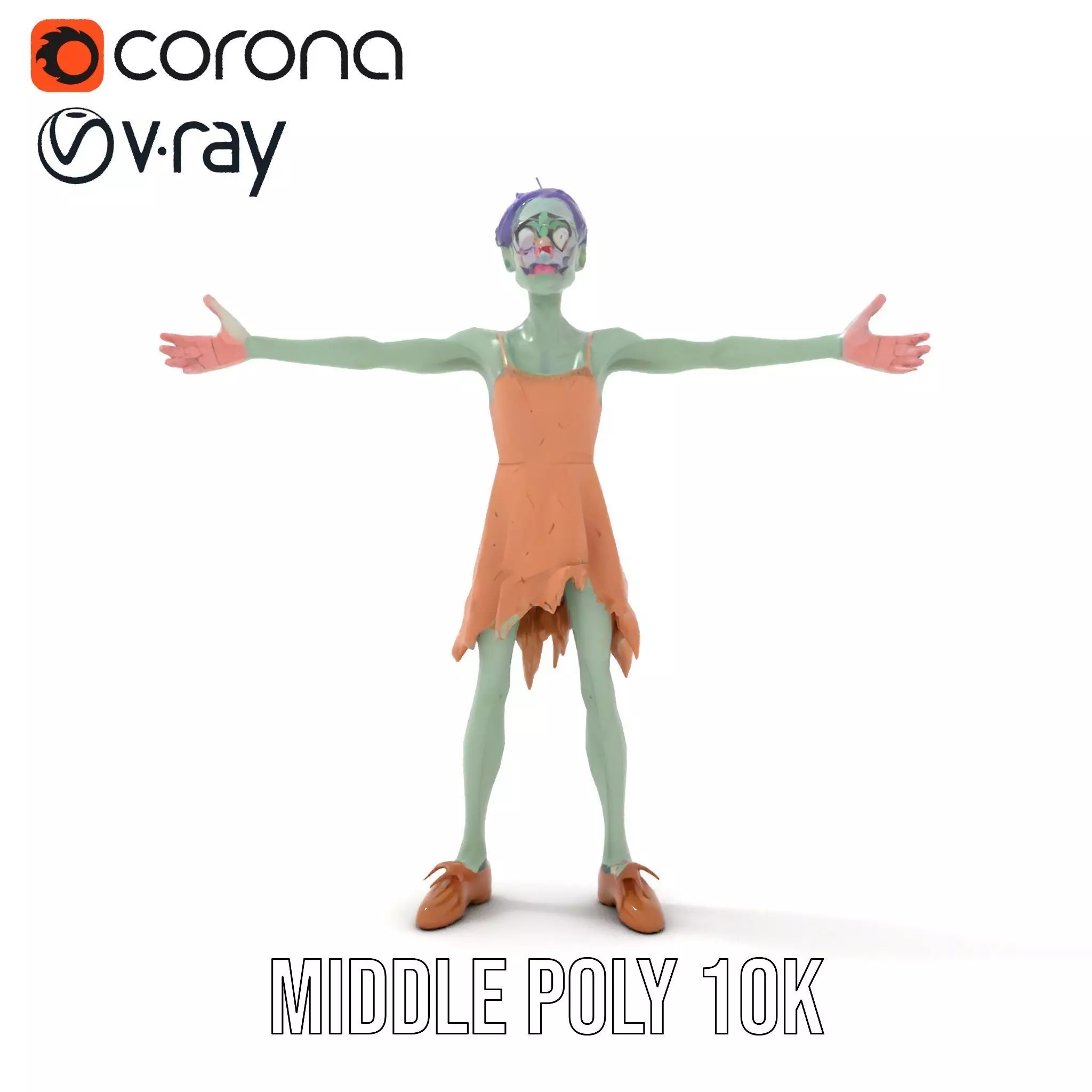 Cartoon Zombie Character model pack Low-poly 3D model_15