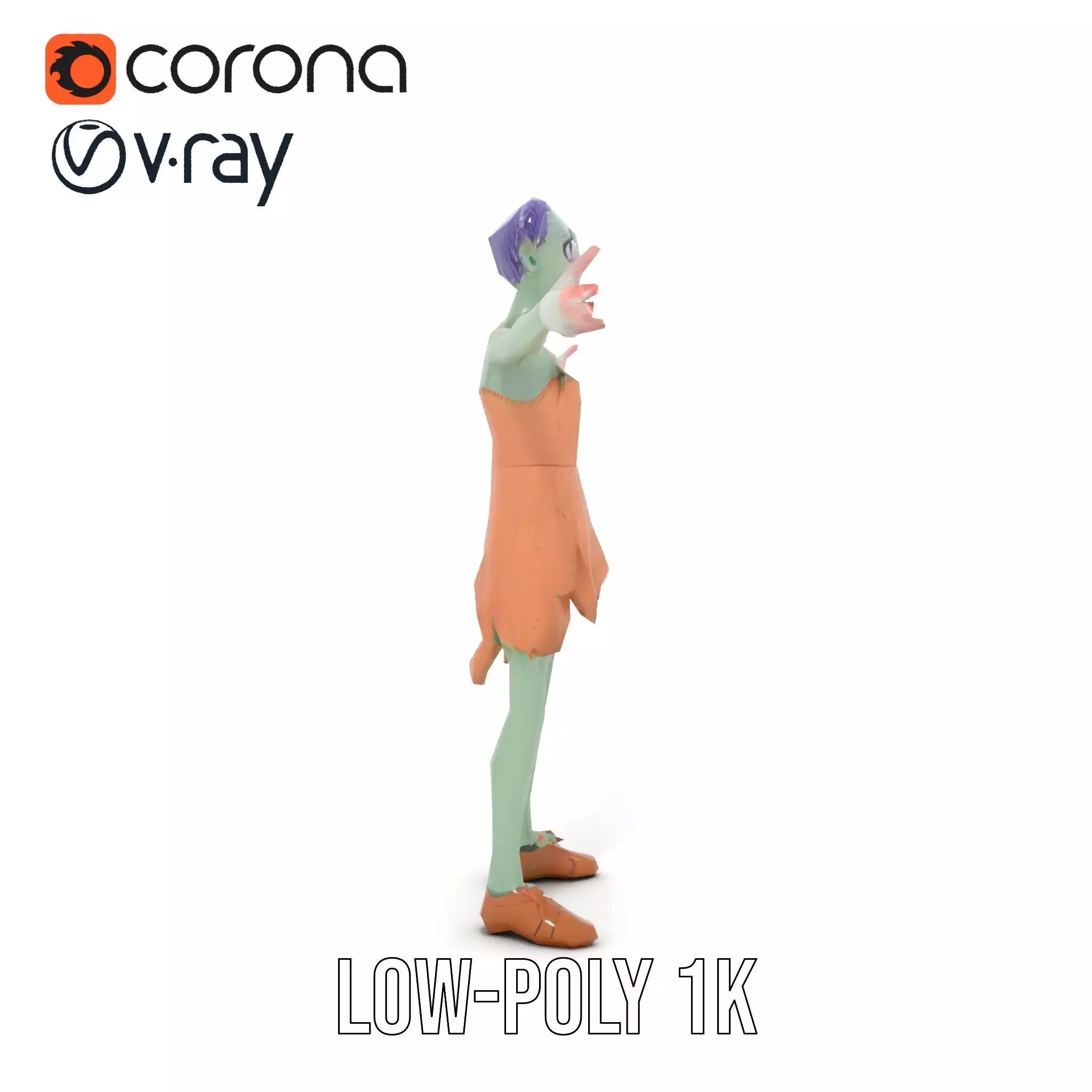 Cartoon Zombie Character model pack Low-poly 3D model_19
